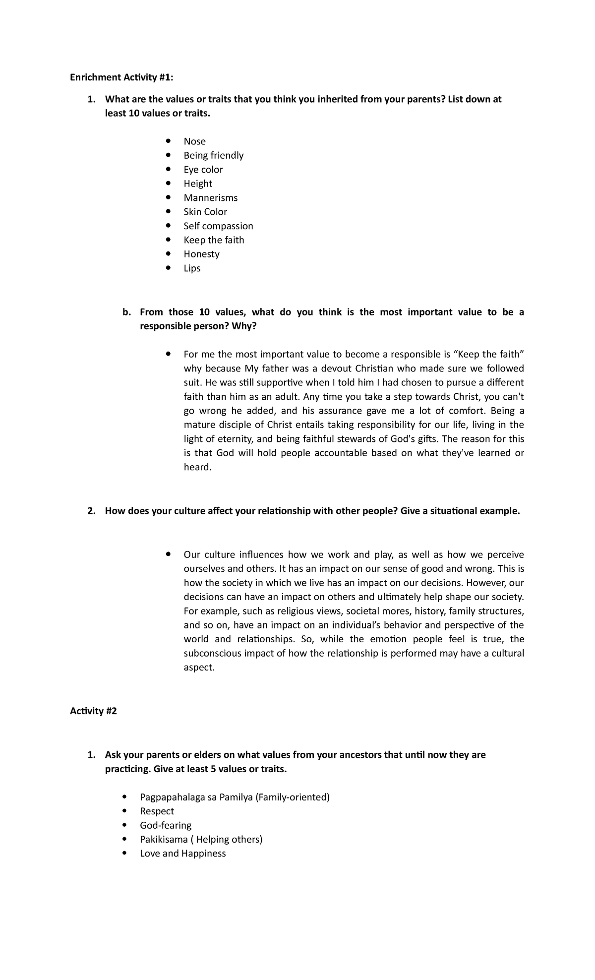 Activity Prelim - NJJahamallas - Enrichment Activity #1: What are the ...