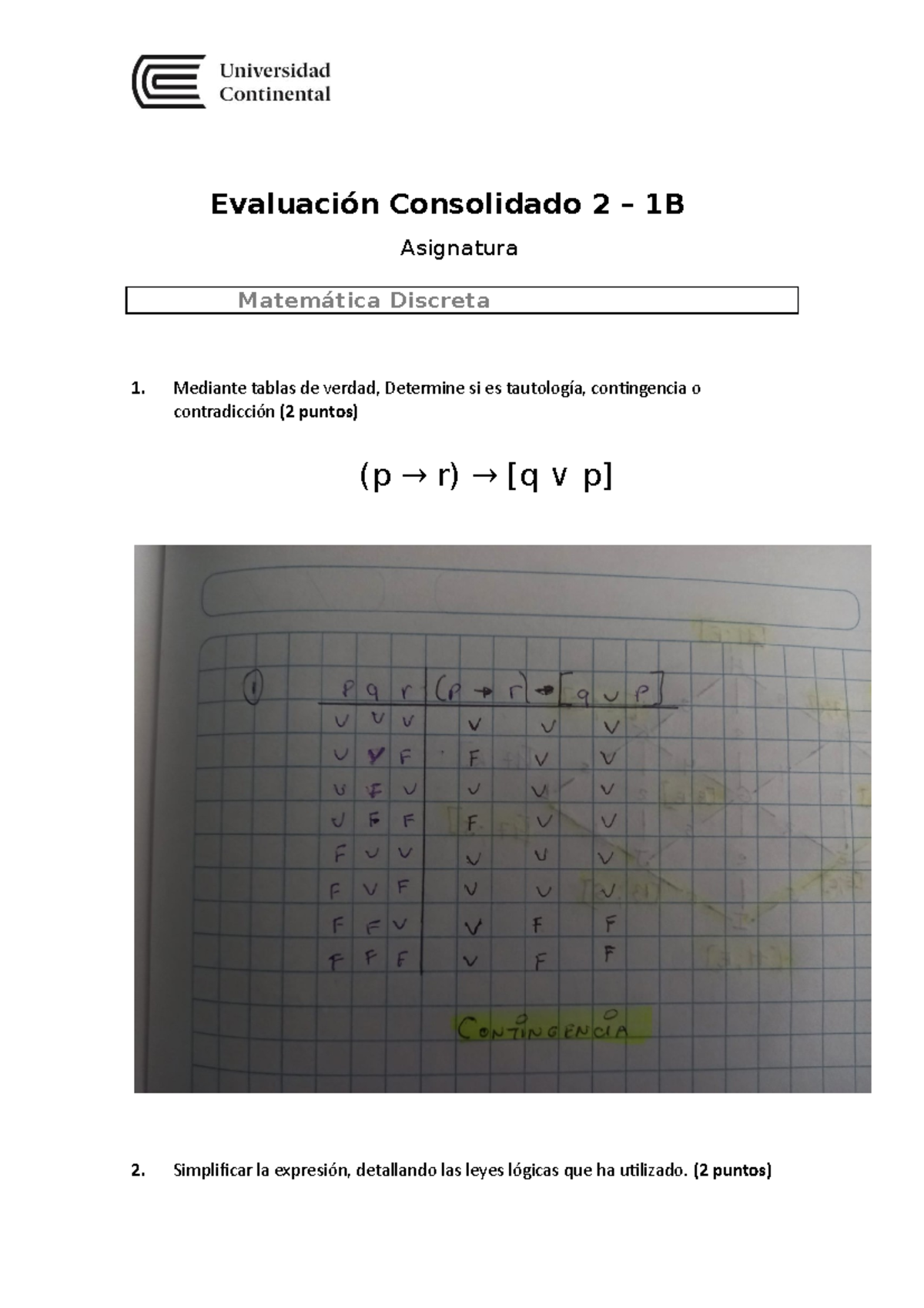 Prueba De Consolidado 2 - 1 -(B) - Evaluación Consolidado 2 – 1B ...