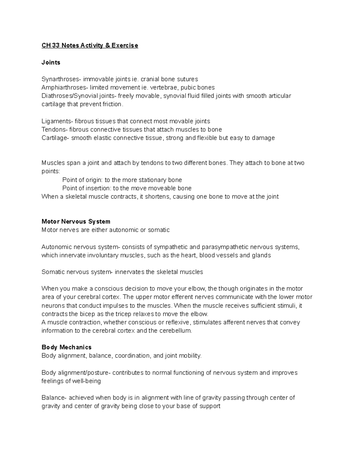 CH 33 Notes Activity & Exercise - CH 33 Notes Activity & Exercise ...
