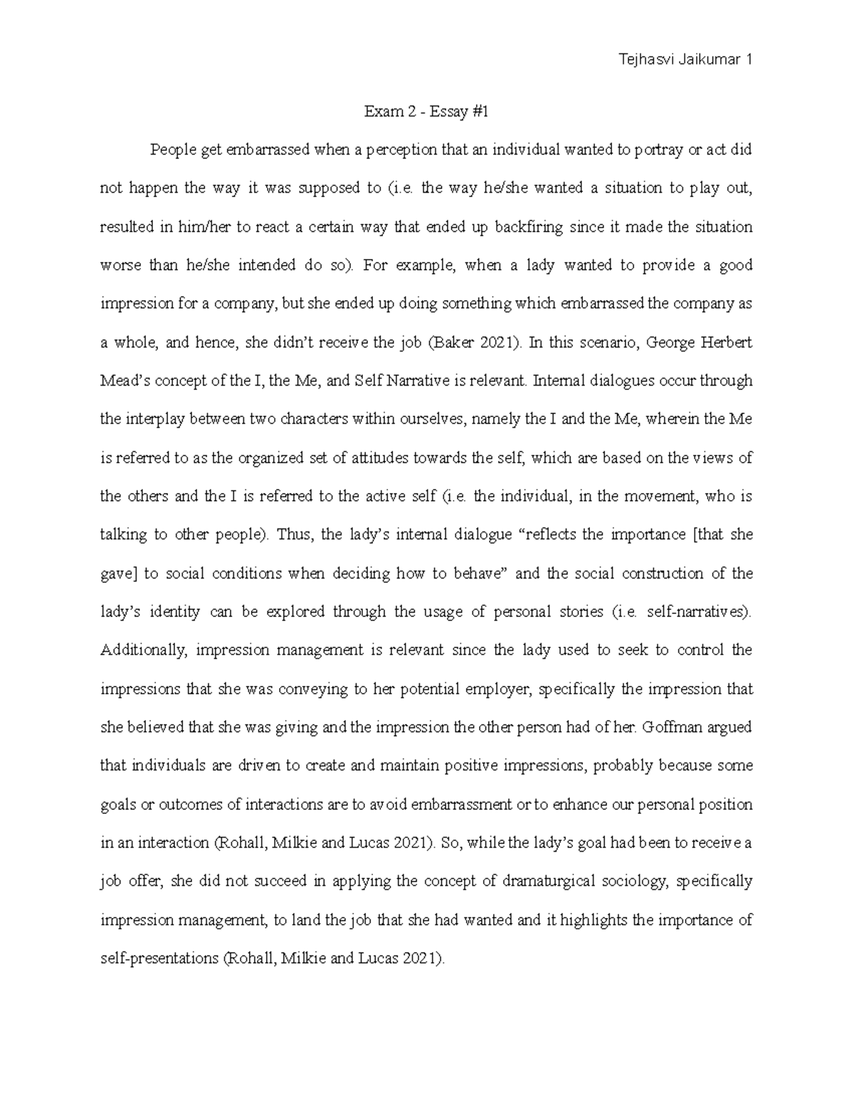 fear of embarrassment essay