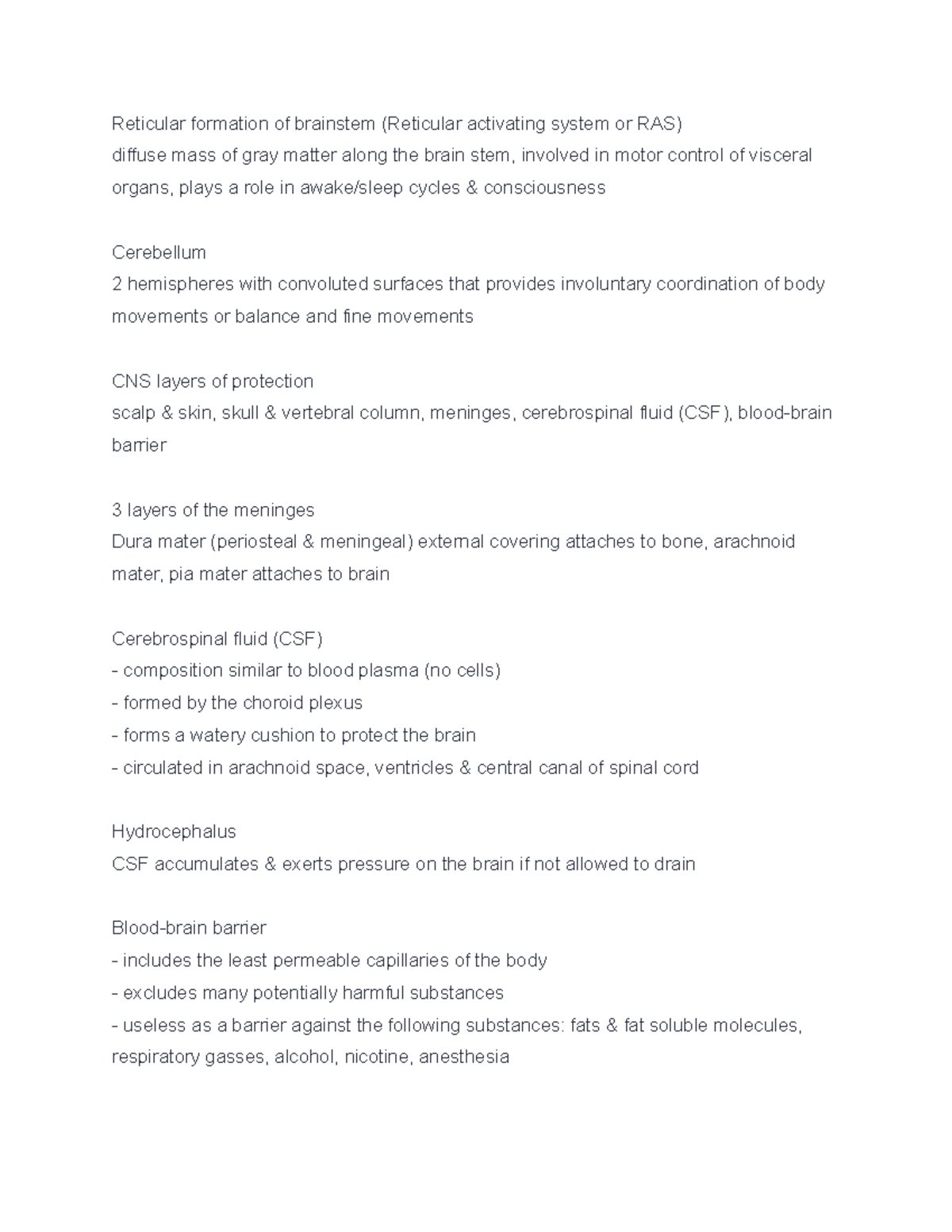 10 nervous system notes - Reticular formation of brainstem (Reticular ...