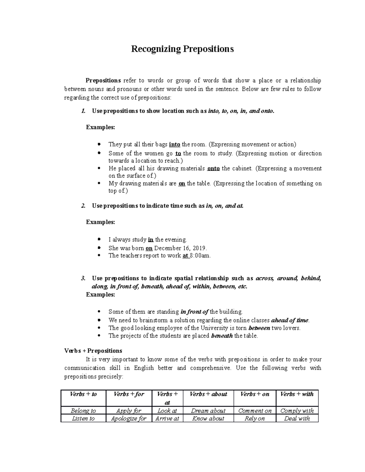 Recognizing Prepositions - Recognizing Prepositions Prepositions Refer 