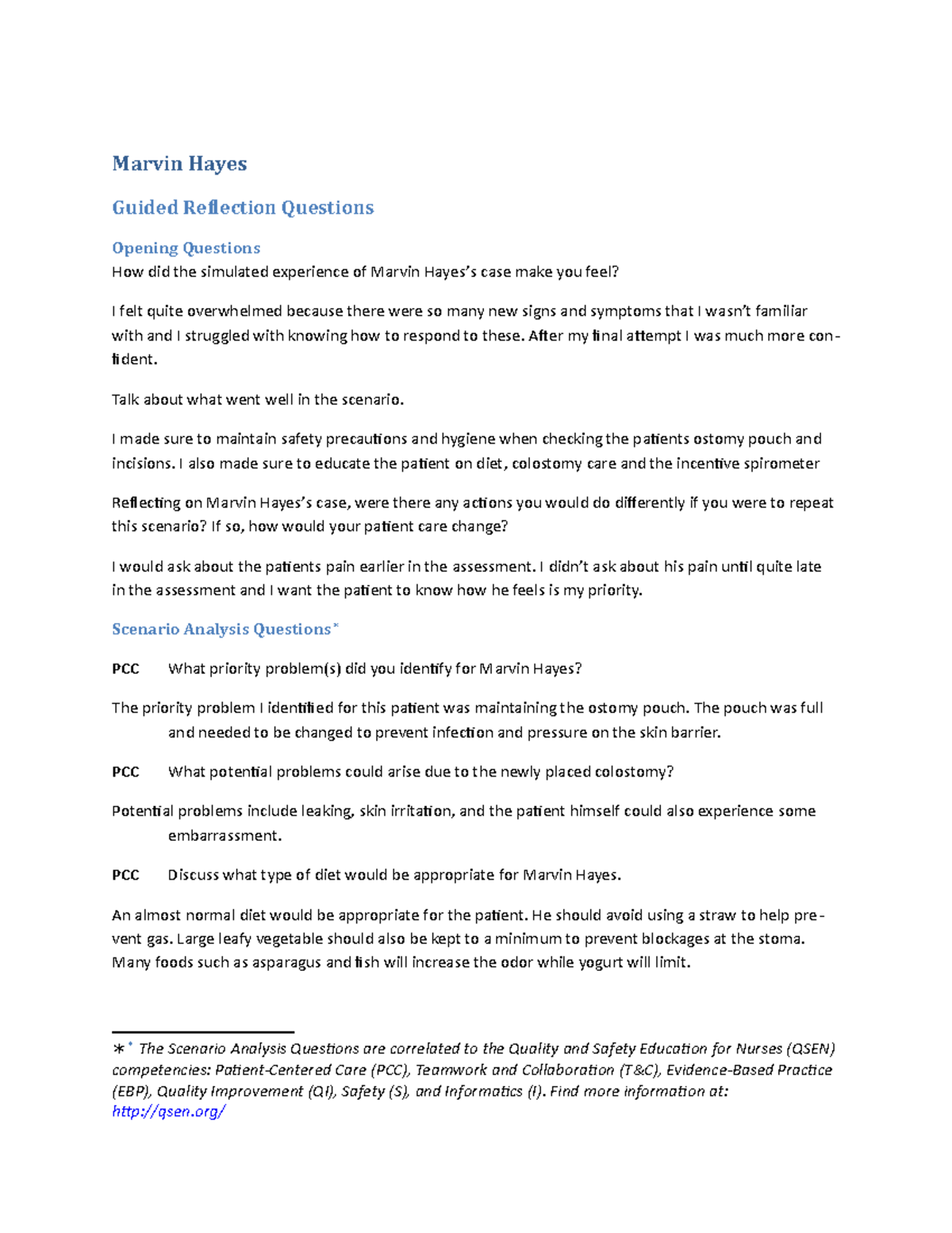 Marvin Hayes reflection W - Marvin Hayes Guided Reflection Questions ...