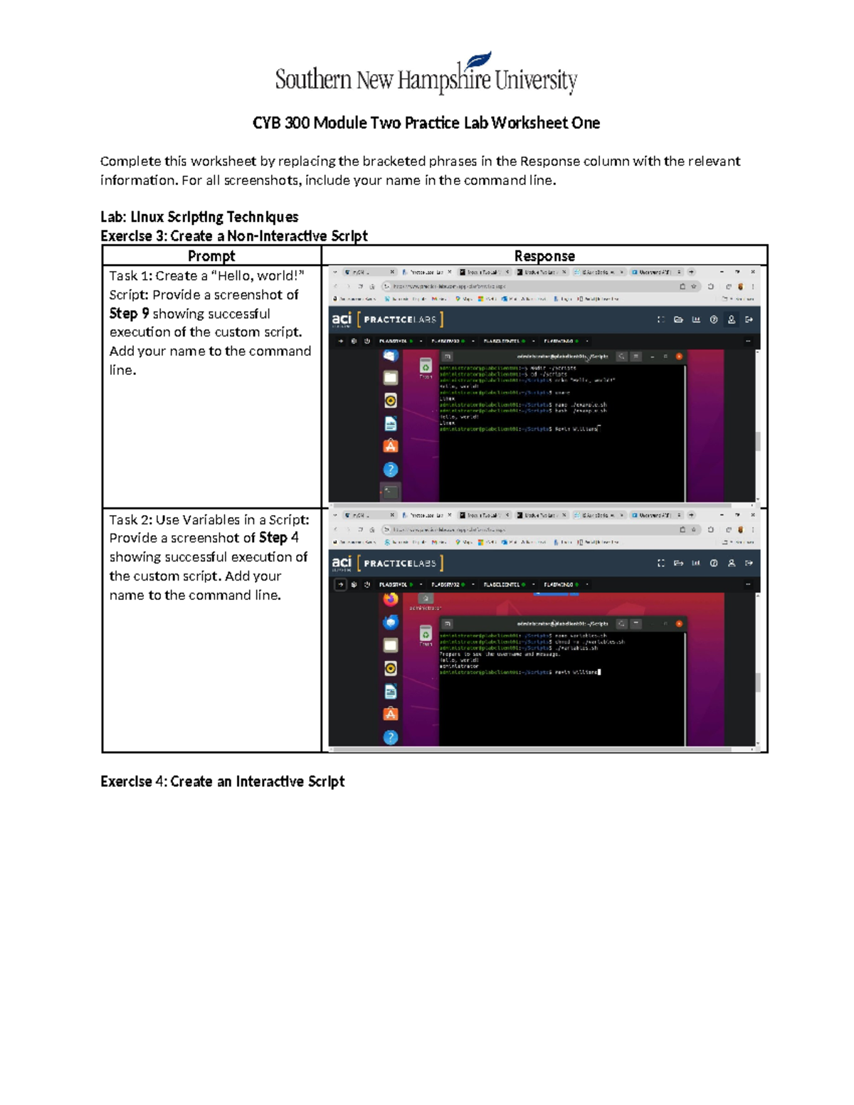 CYB 300 Module Two Practice Lab Worksheet One - For all screenshots ...