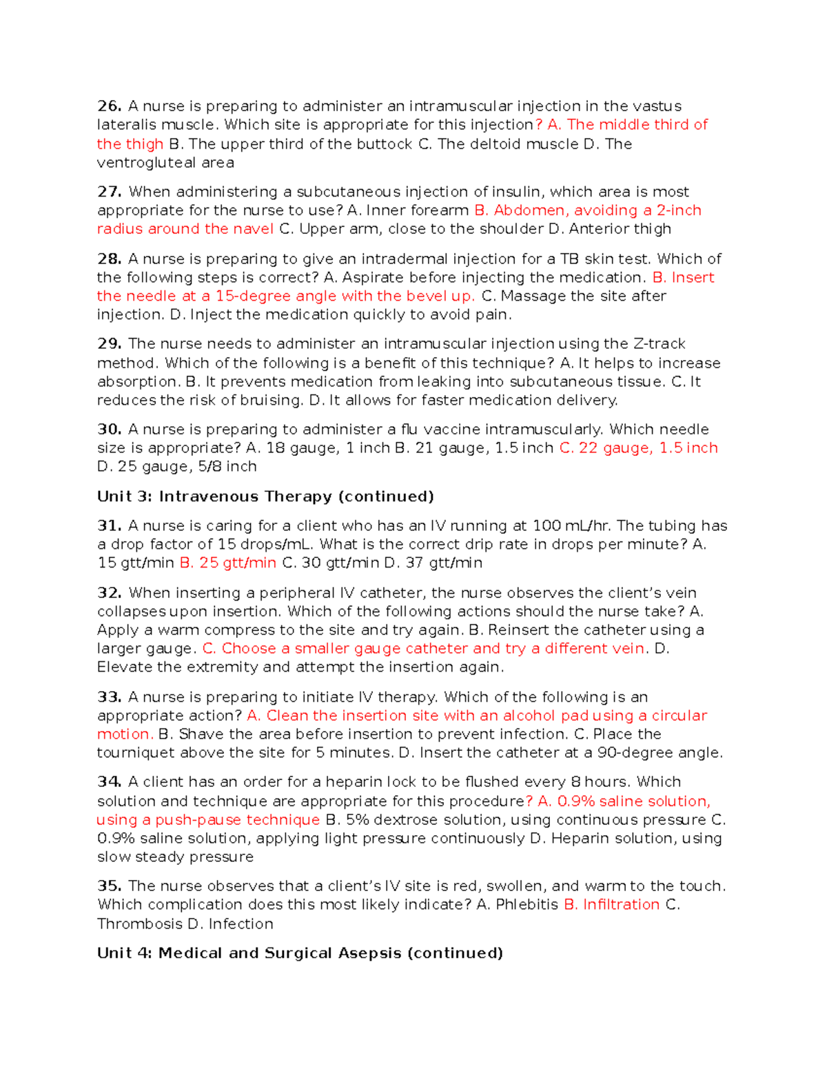Practice questions - A nurse is preparing to administer an ...