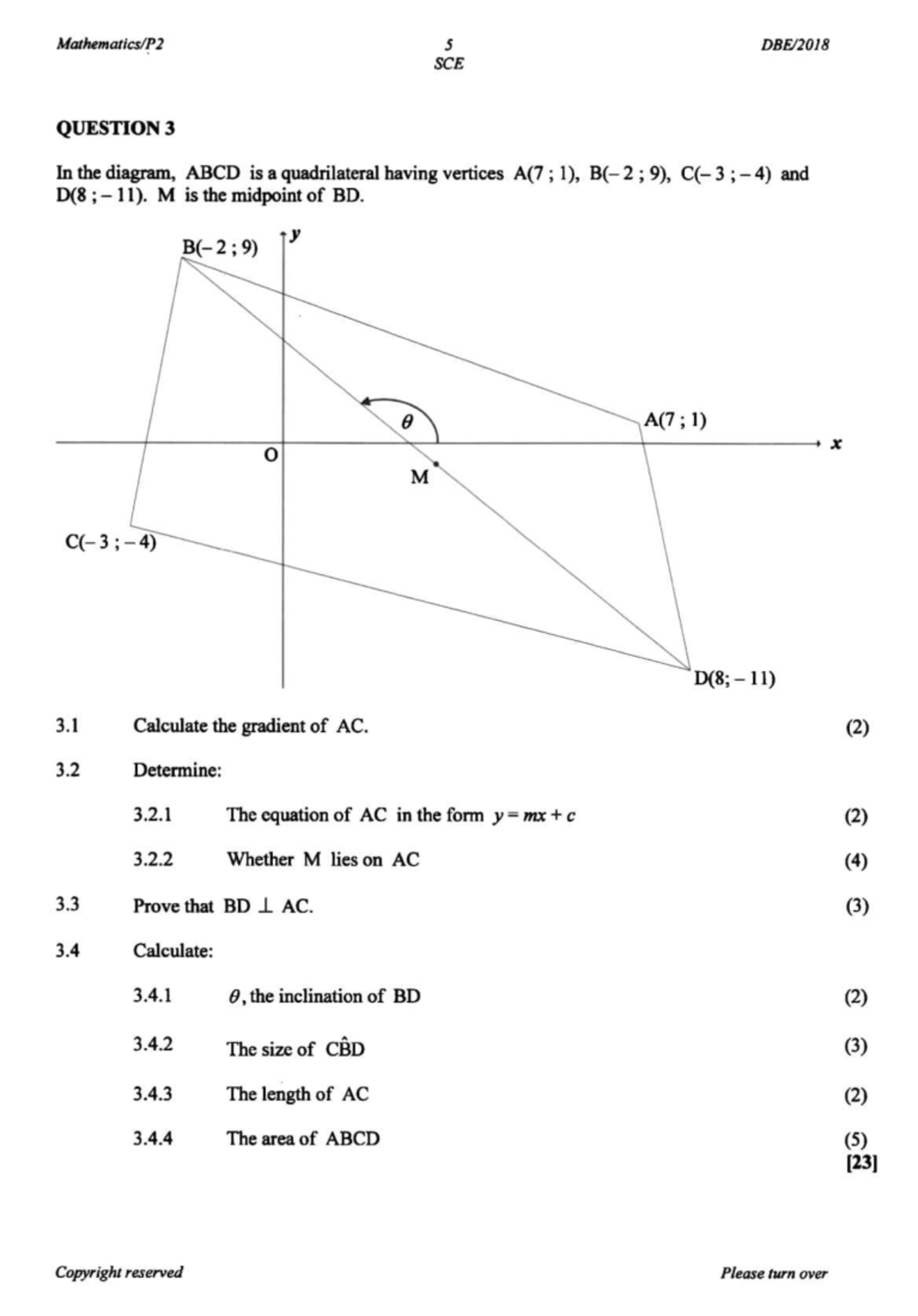 Analytical Geomtry Grade 12 - Ma1Mmallcs/P QUESTION 3 5 SCE DBF/ In the ...