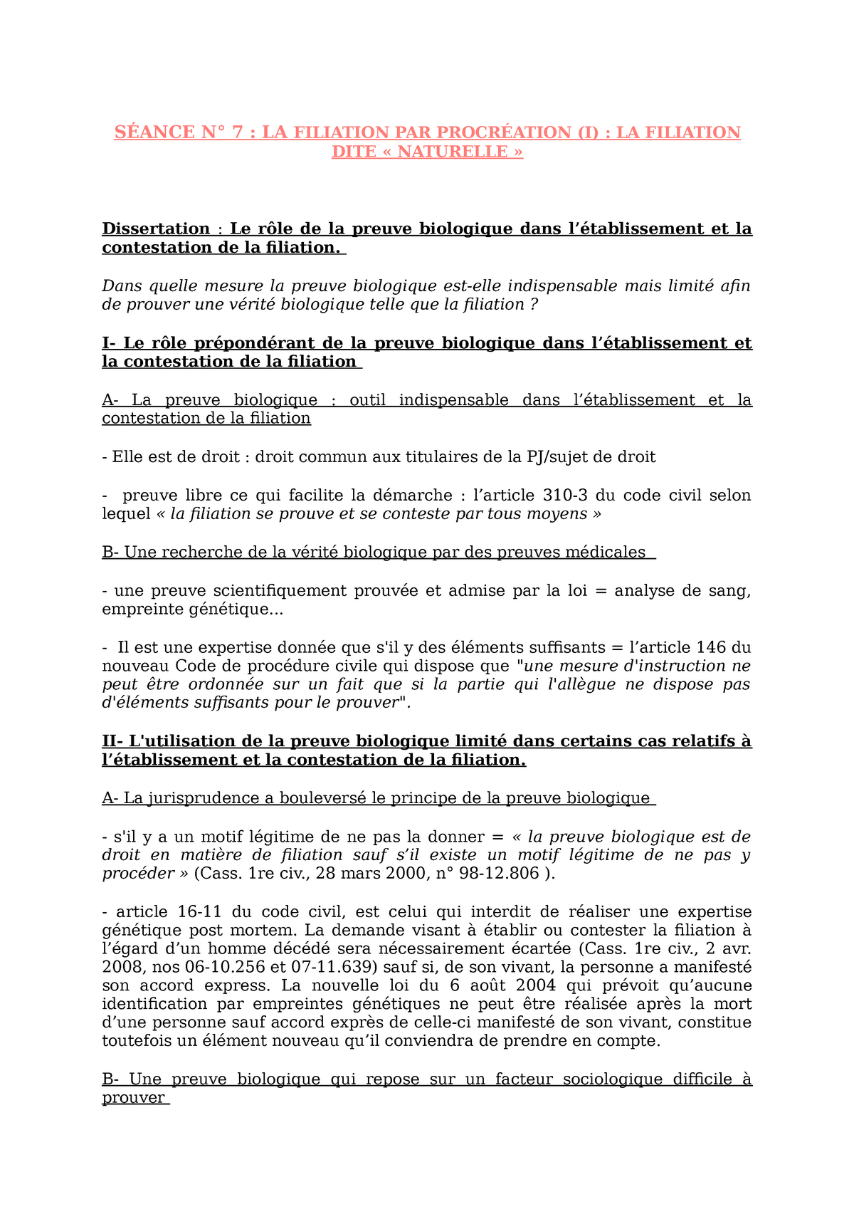 dissertation sur la filiation pdf