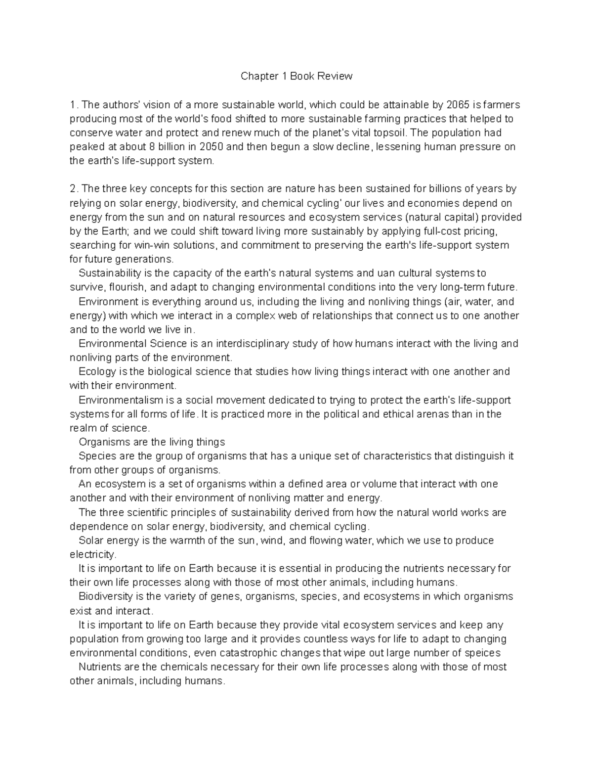 GEOG 1000 - Summary of Chapter 1 - Chapter 1 Book Review The authors ...