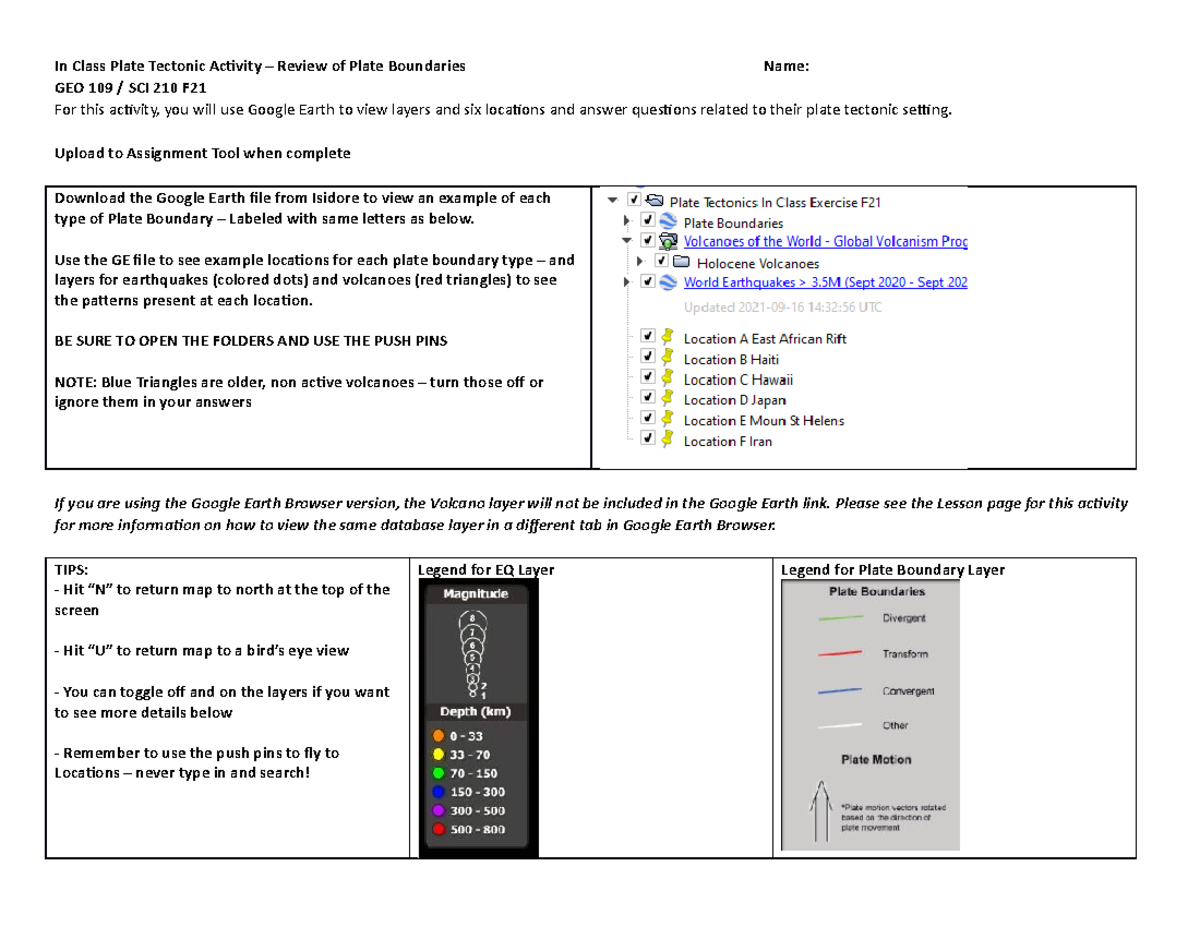 Plate+Tectonic+In+Class+Exercise++GEO+109+SCI+210+F21+v2 - In Class ...