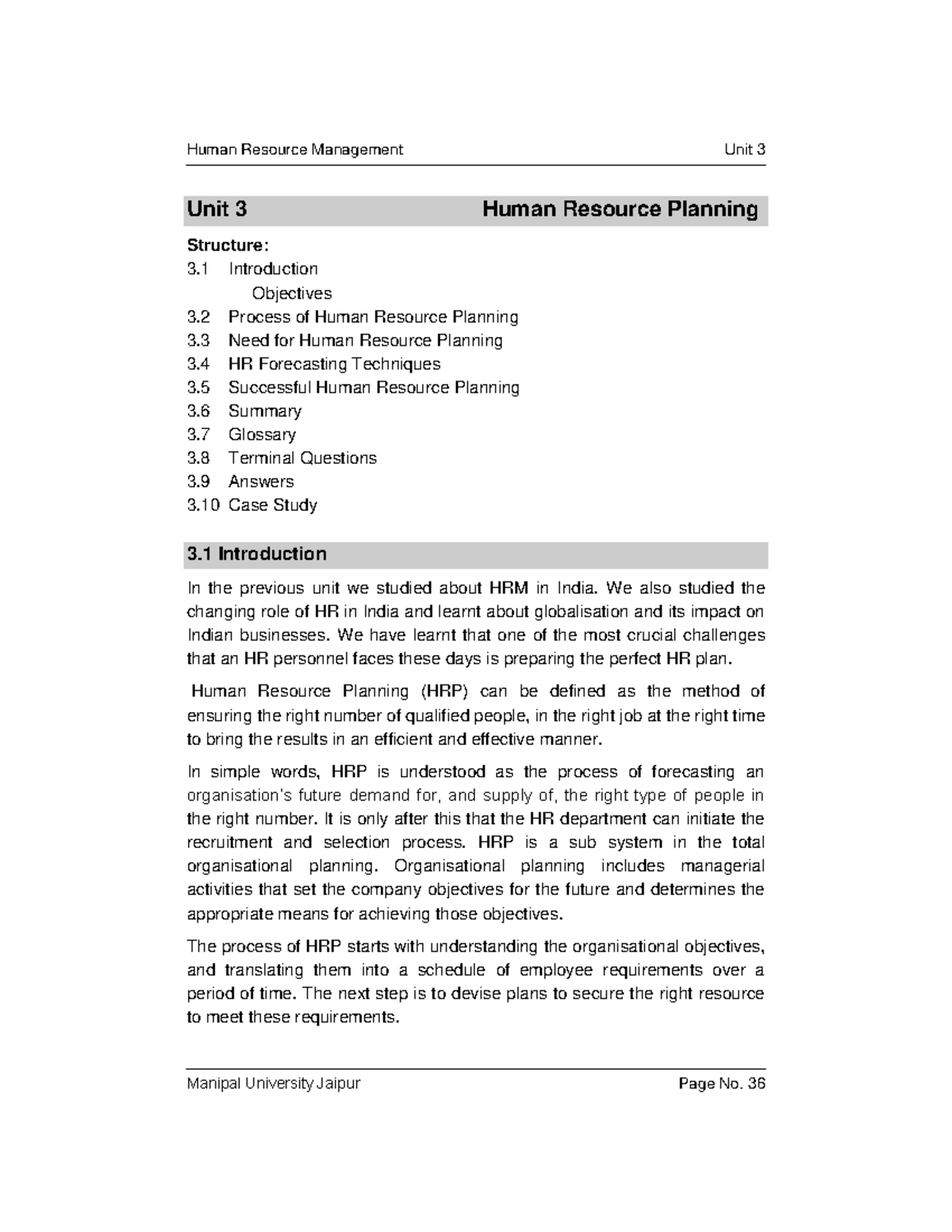 Unit 03 - Human Resource Planning - Unit 3 Human Resource Planning ...