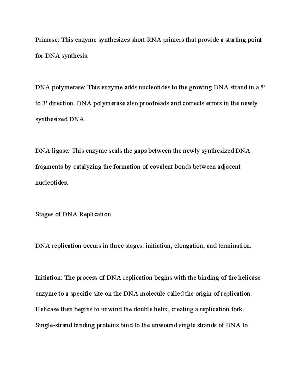 DNA Replication 2 Google Docs Primase This enzyme synthesizes