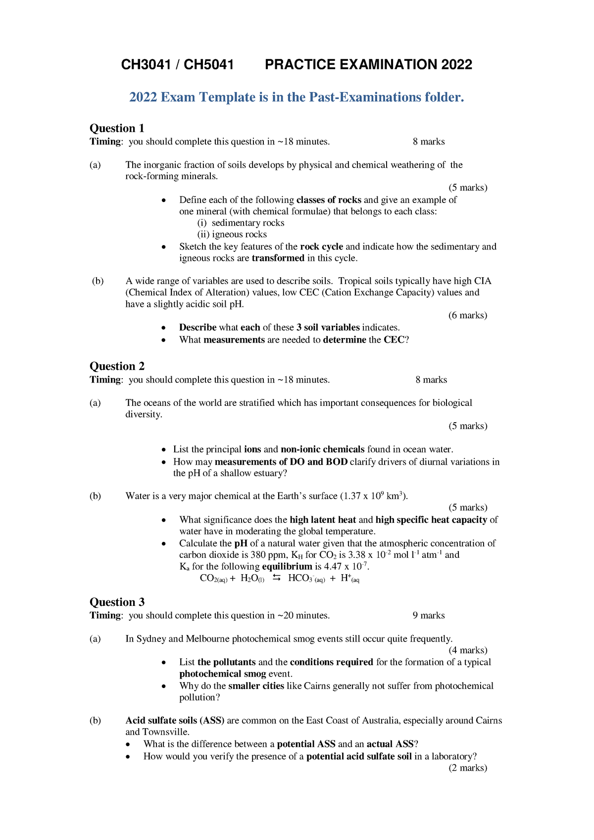 CH3041-Exam Tut-2022 - practice exam bruhhhh its obvs what this is ...