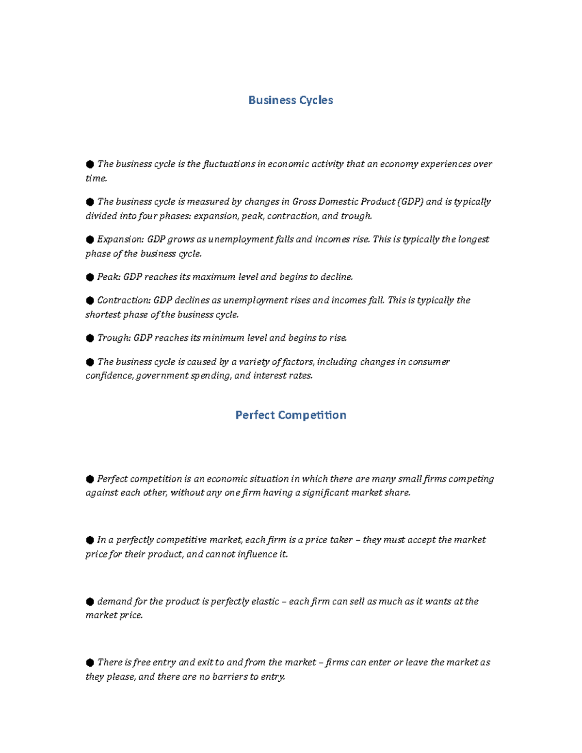 Lecture Notes Econ - Business Cycles Time. The Business Cycle Is The ...