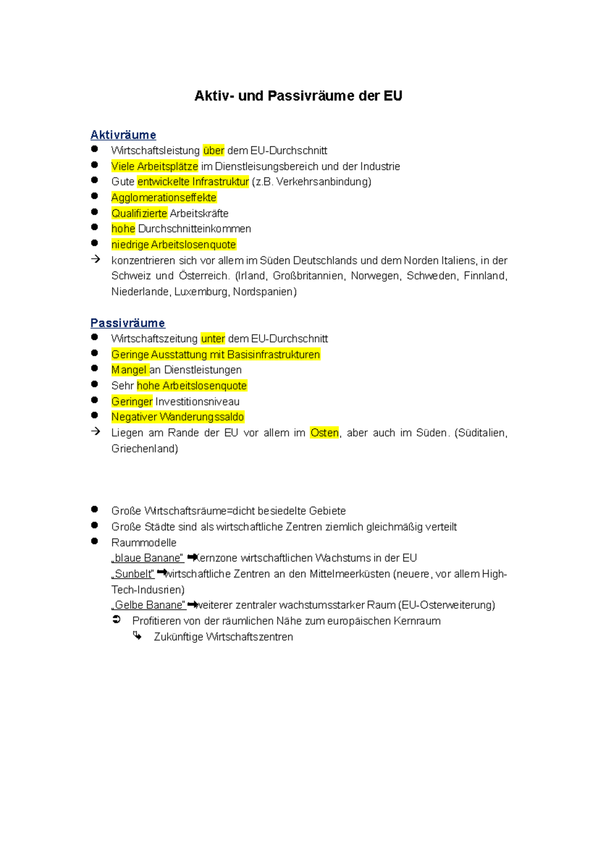 Aktiv- und Passivräume der EU - Aktiv- und Passivräume der EU ...
