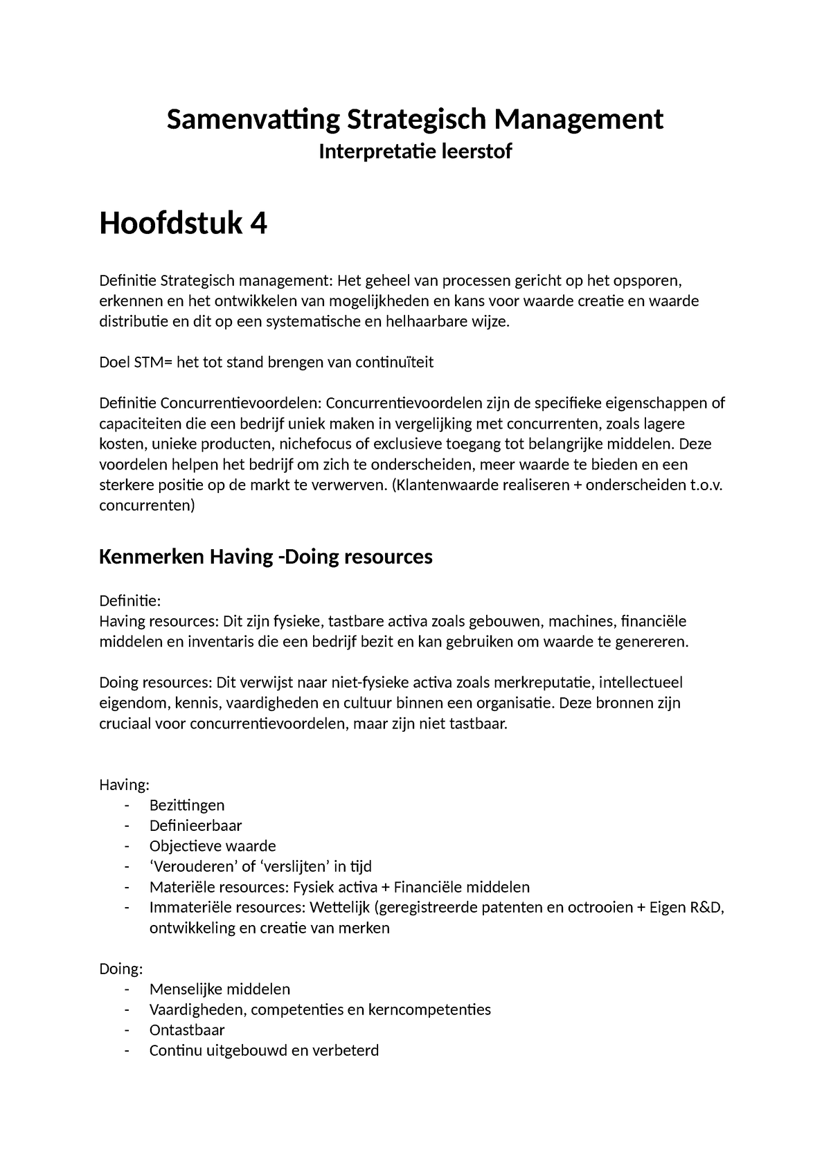 Samenvatting Strategisch Management - Samenvatting Strategisch ...