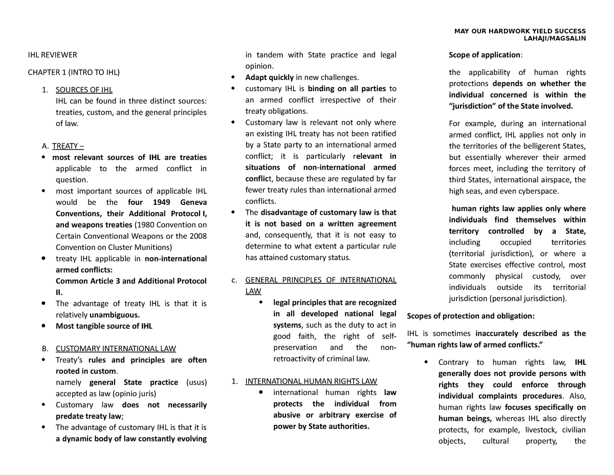 IHL- Reviewer 2 - LAHAJI/MAGSALIN IHL REVIEWER CHAPTER 1 (INTRO TO IHL ...