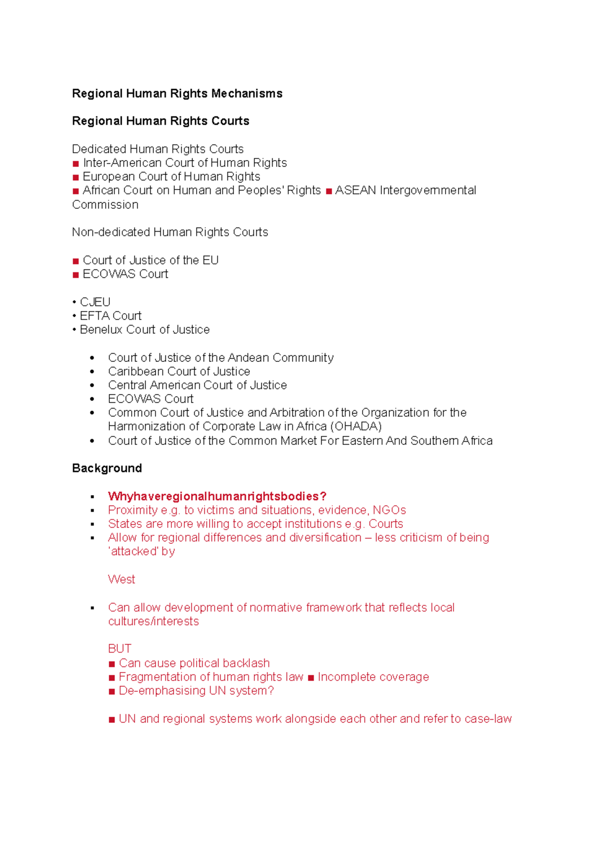 Regional Human Rights Mechanisms - Regional Human Rights Mechanisms ...