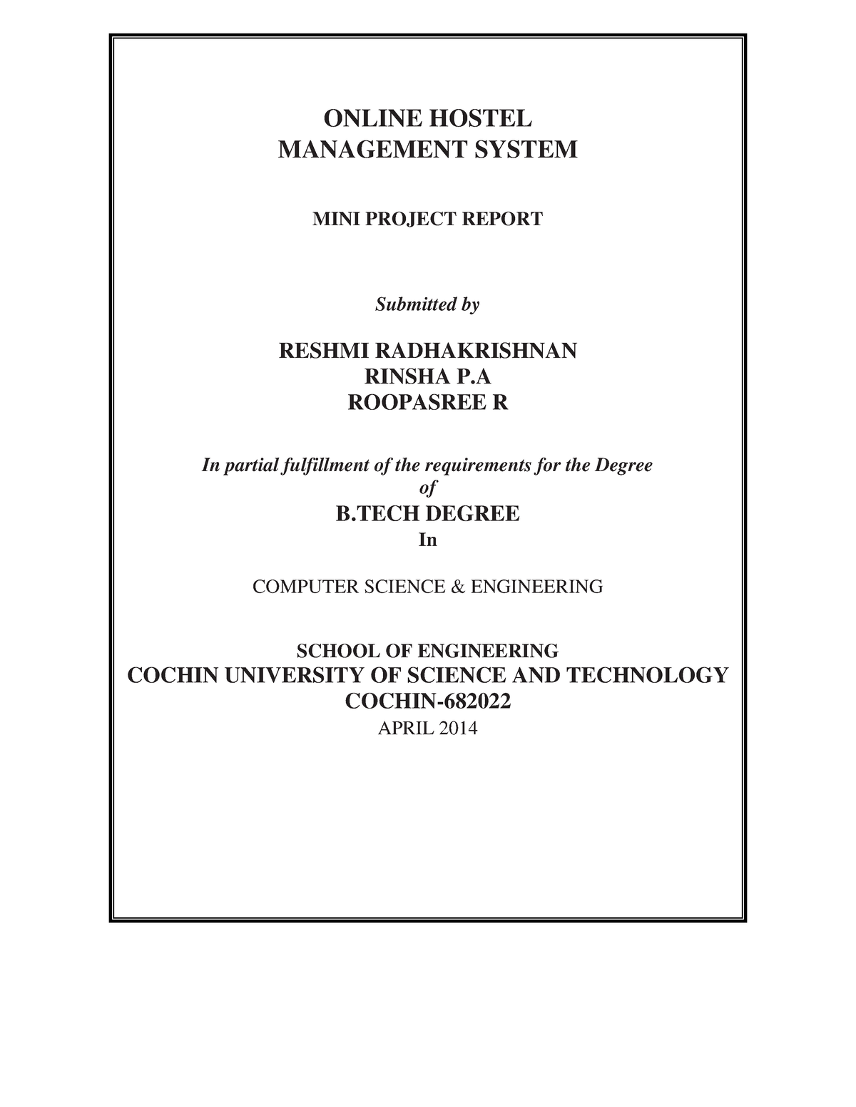 research paper on hostel management system