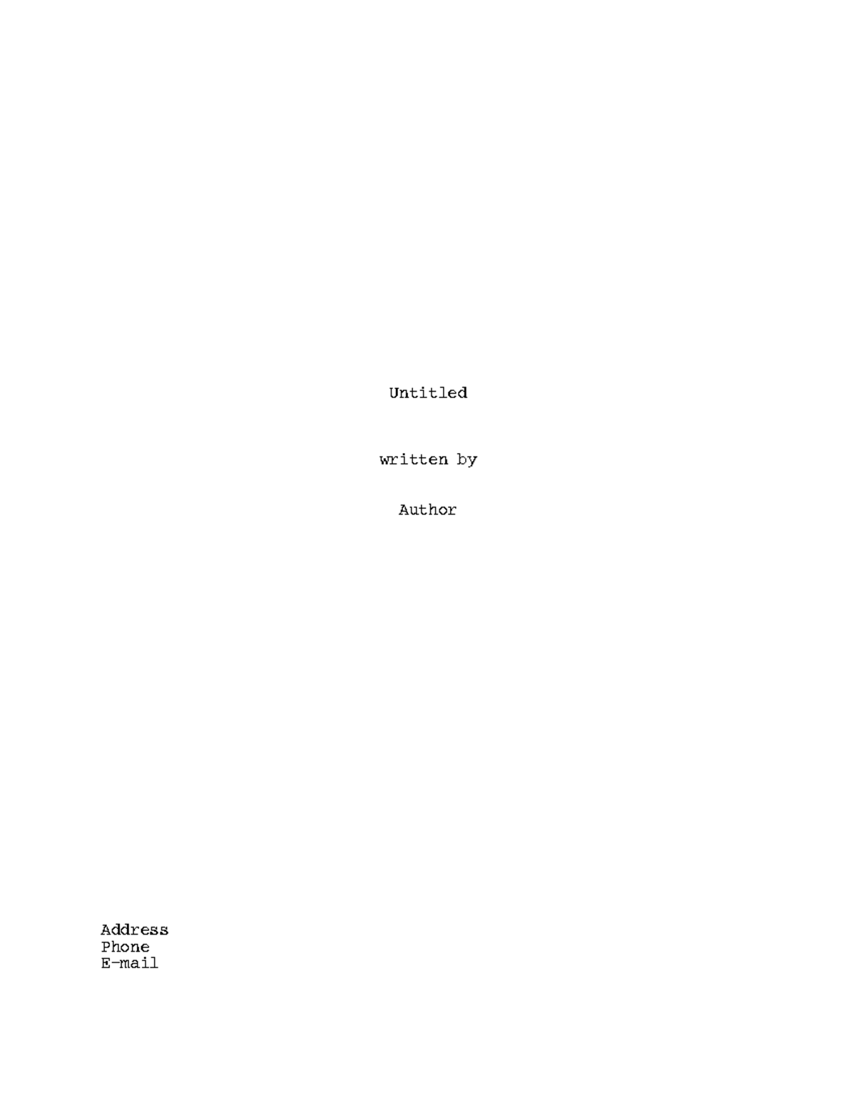 Narrative screenplay - Untitled written by Author Address Phone E-mail ...