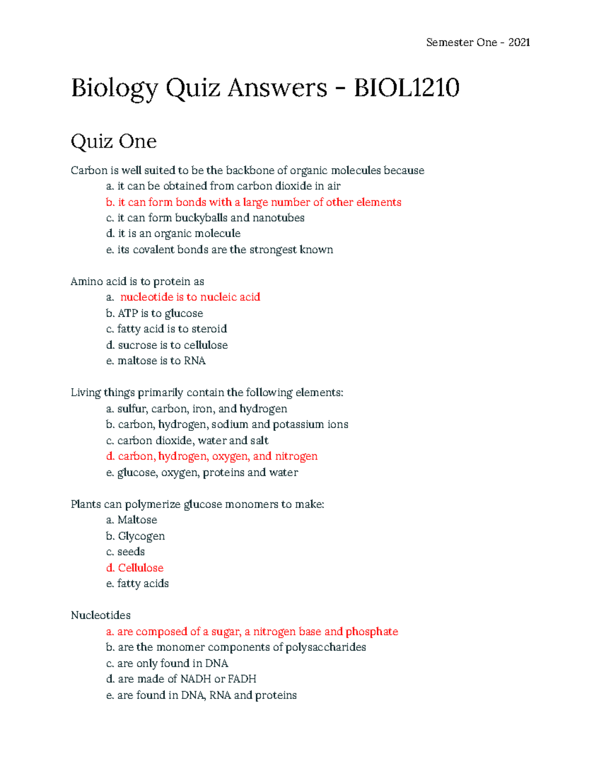 biology essays quiz and answers