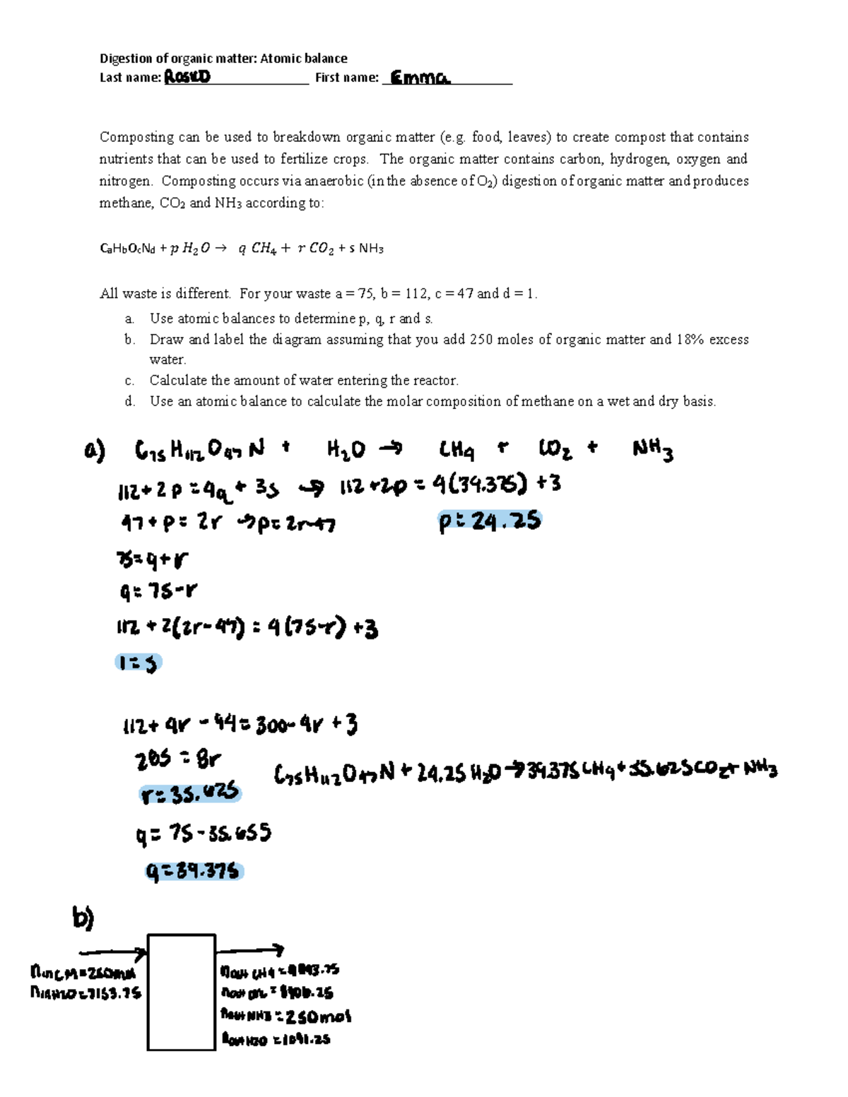 Assignment+%237b+atomic+balance+of+E - Digestion of organic matter ...