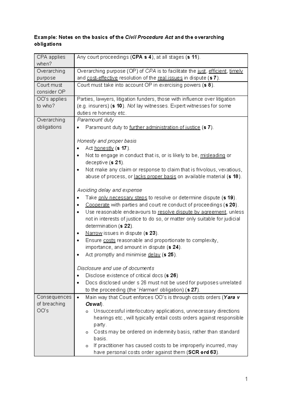 Example exam notes - 1 Example: Notes on the basics of the Civil ...