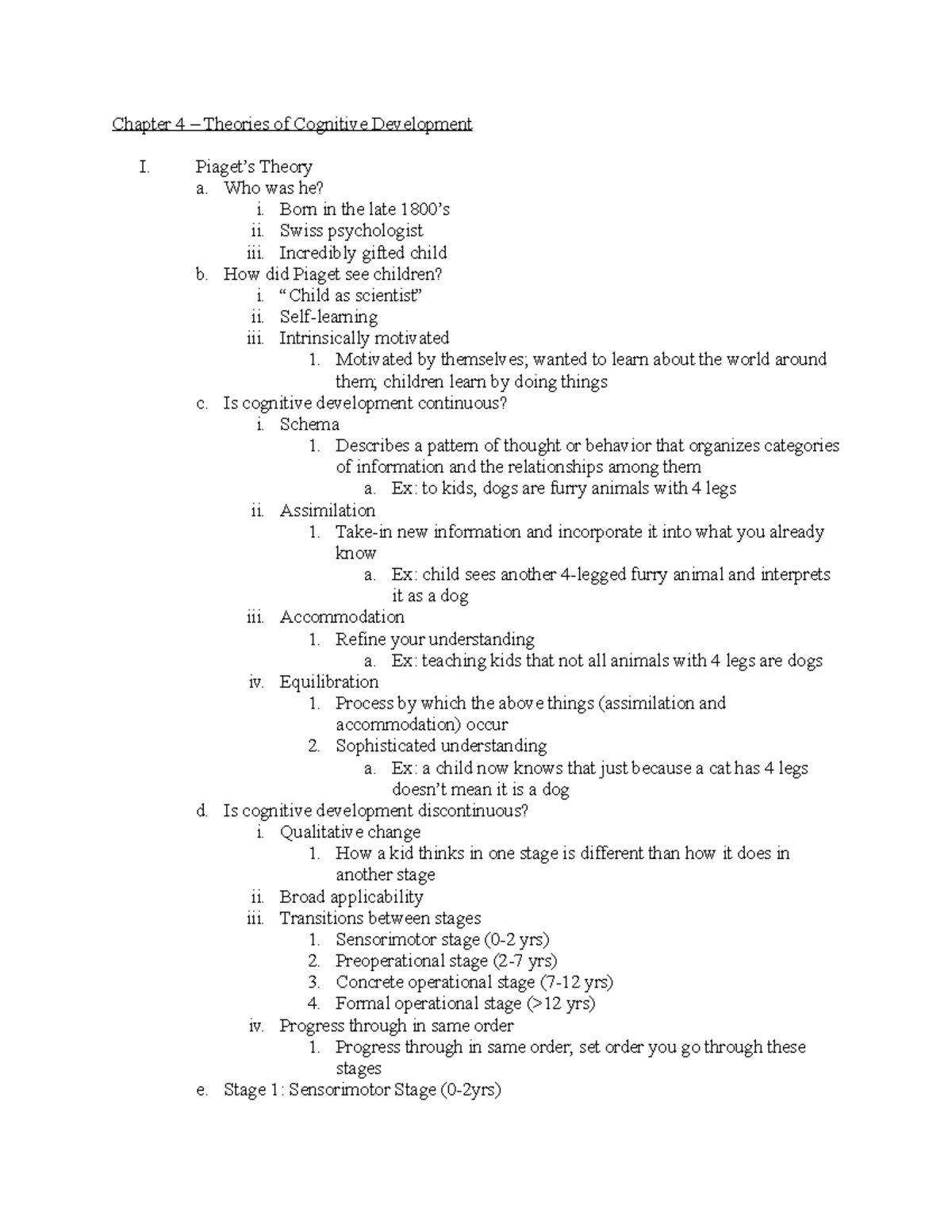 Chapter 4 - Lecture notes 4 - Chapter 4 – Theories of Cognitive ...