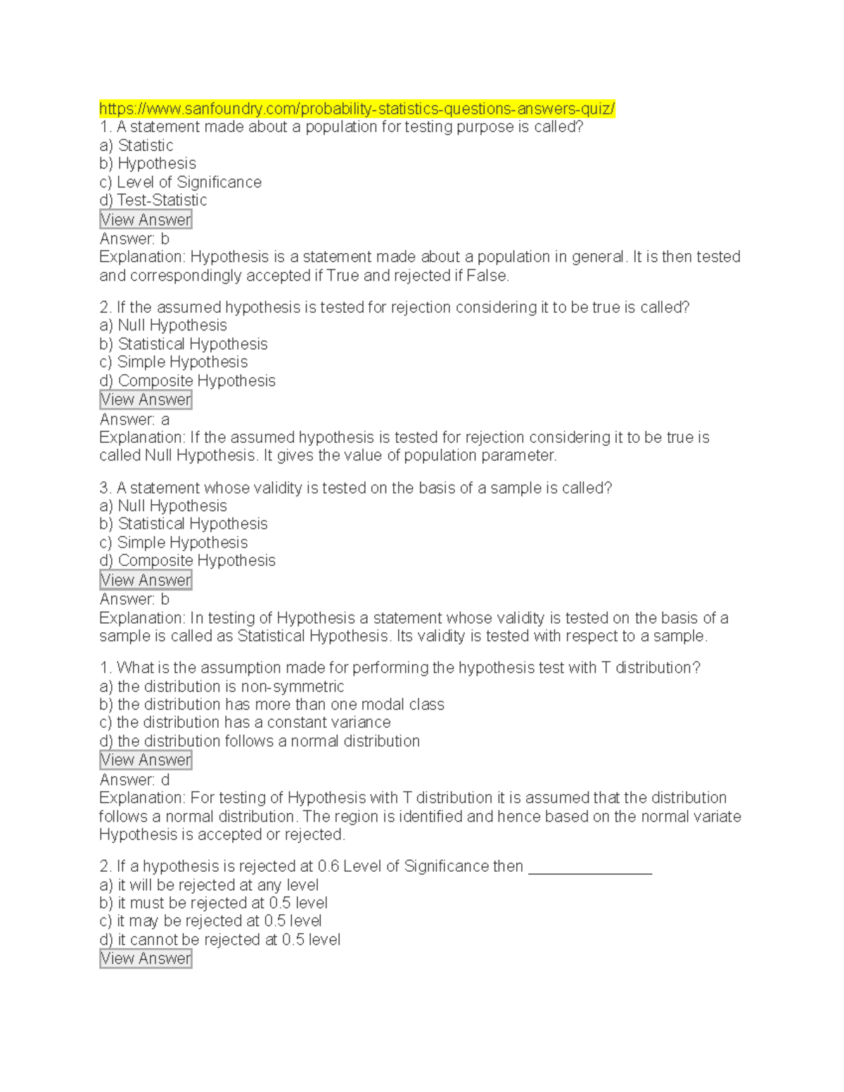 RM - Reseach Methodology - Sanfoundry/probability-statistics-questions ...