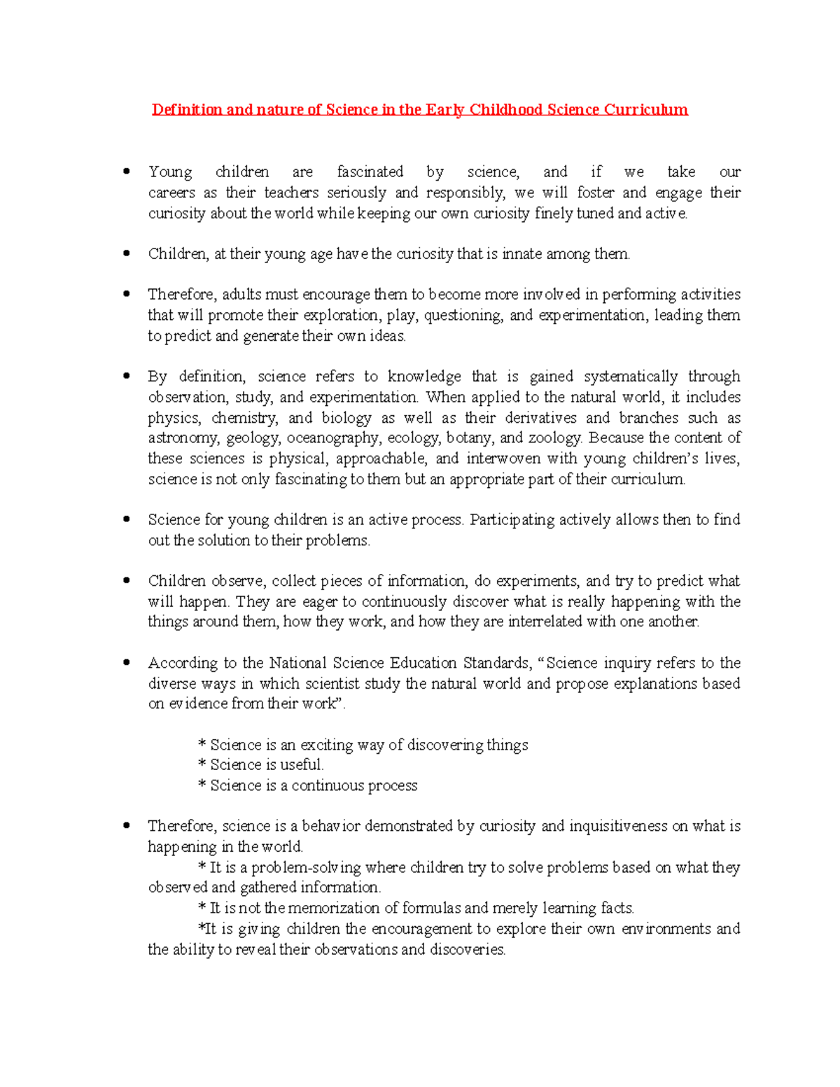 Lecture notes on the Definition and nature of Science in ECE