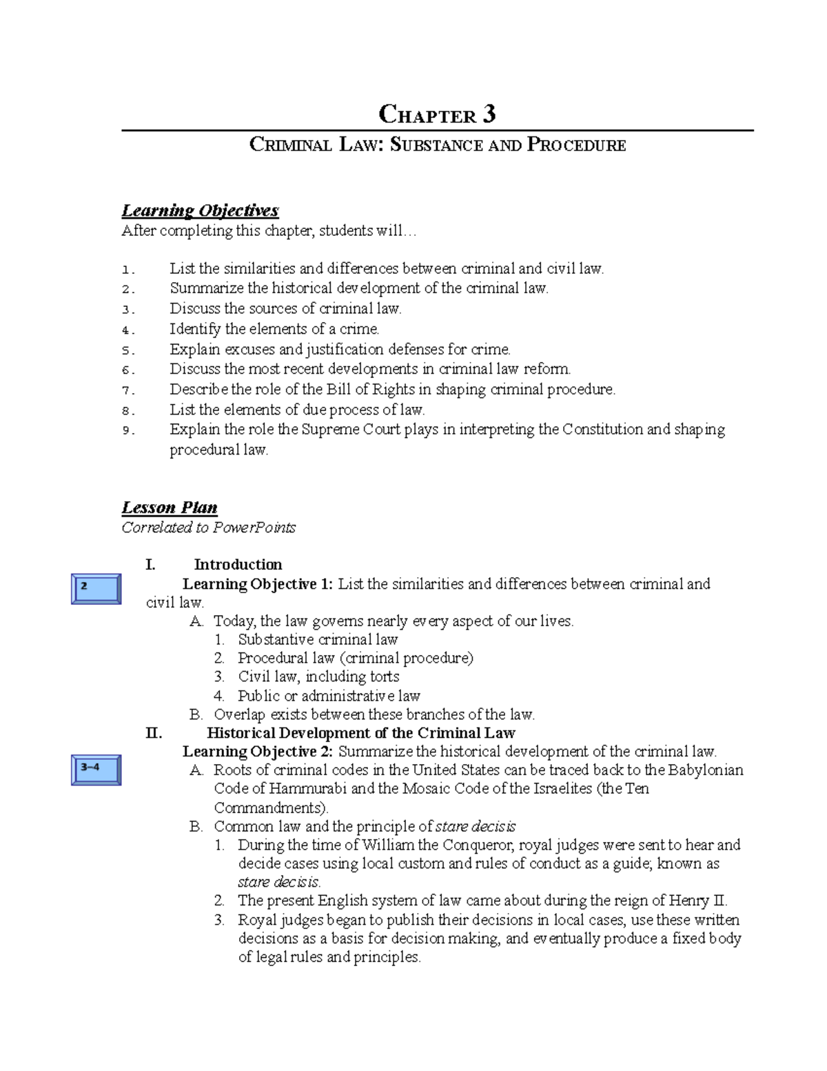 Chapter 3 Notes - CHAPTER 3 CRIMINAL LAW: SUBSTANCE AND PROCEDURE ...