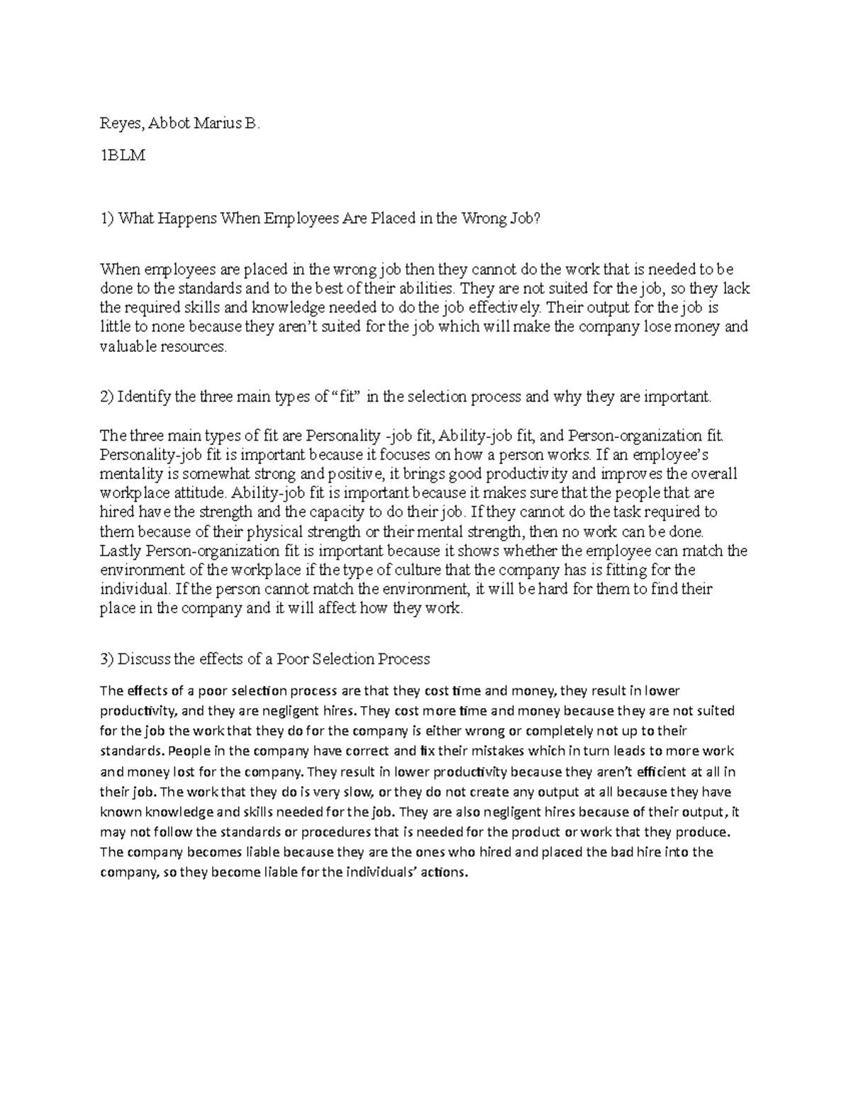 Electing NEW Employees - Reyes 1BLM - Reyes, Abbot Marius B. 1BLM What ...