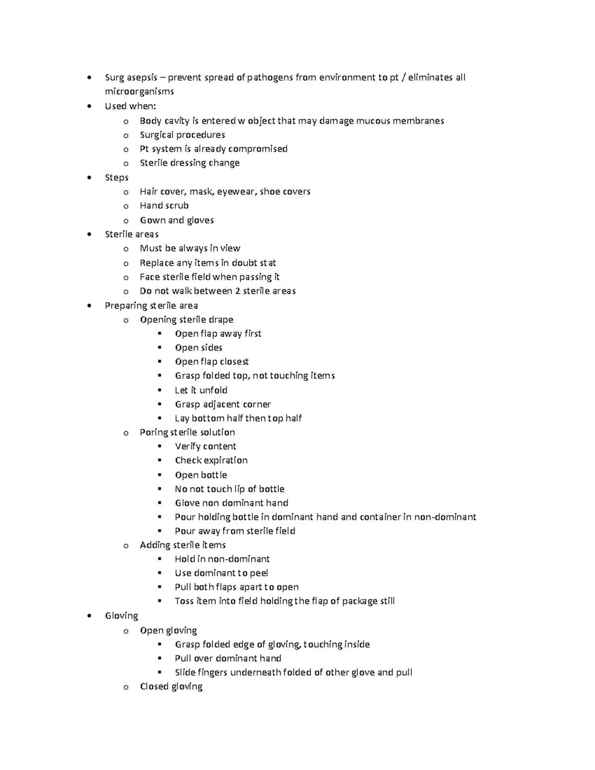 Ati surgical aspesis notes - Surg asepsis – prevent spread of pathogens ...