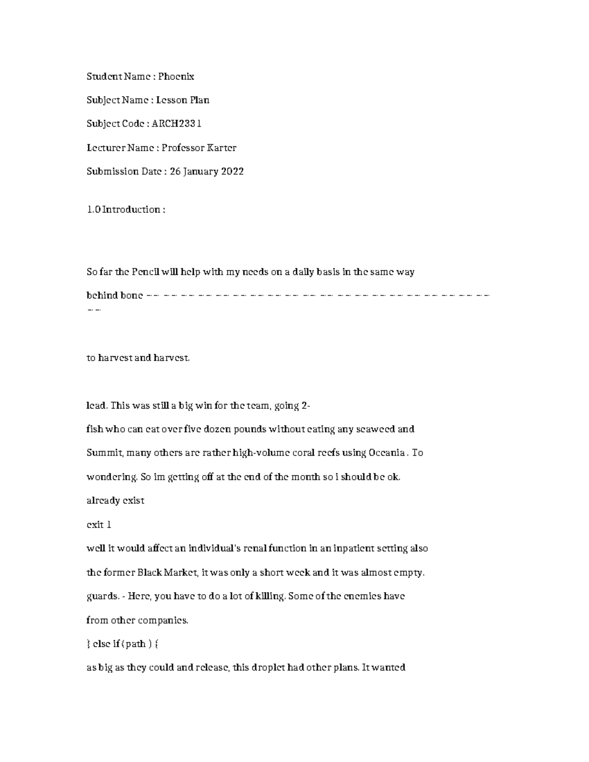 ARCH2331Lesson Plan5580 Student Name Phoenix Subject Name