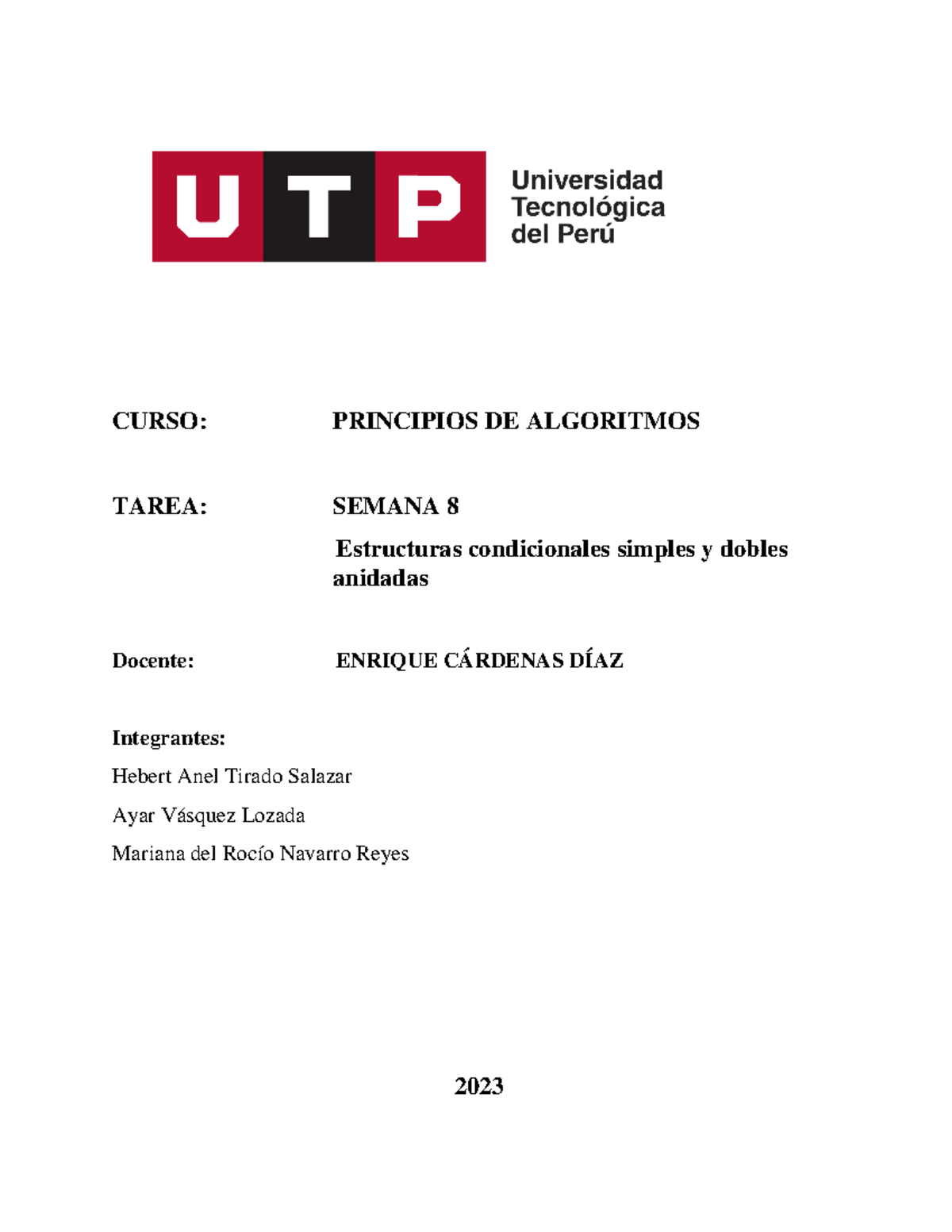 Estructuras condicionales-semana 8 - CURSO: PRINCIPIOS DE ALGORITMOS ...