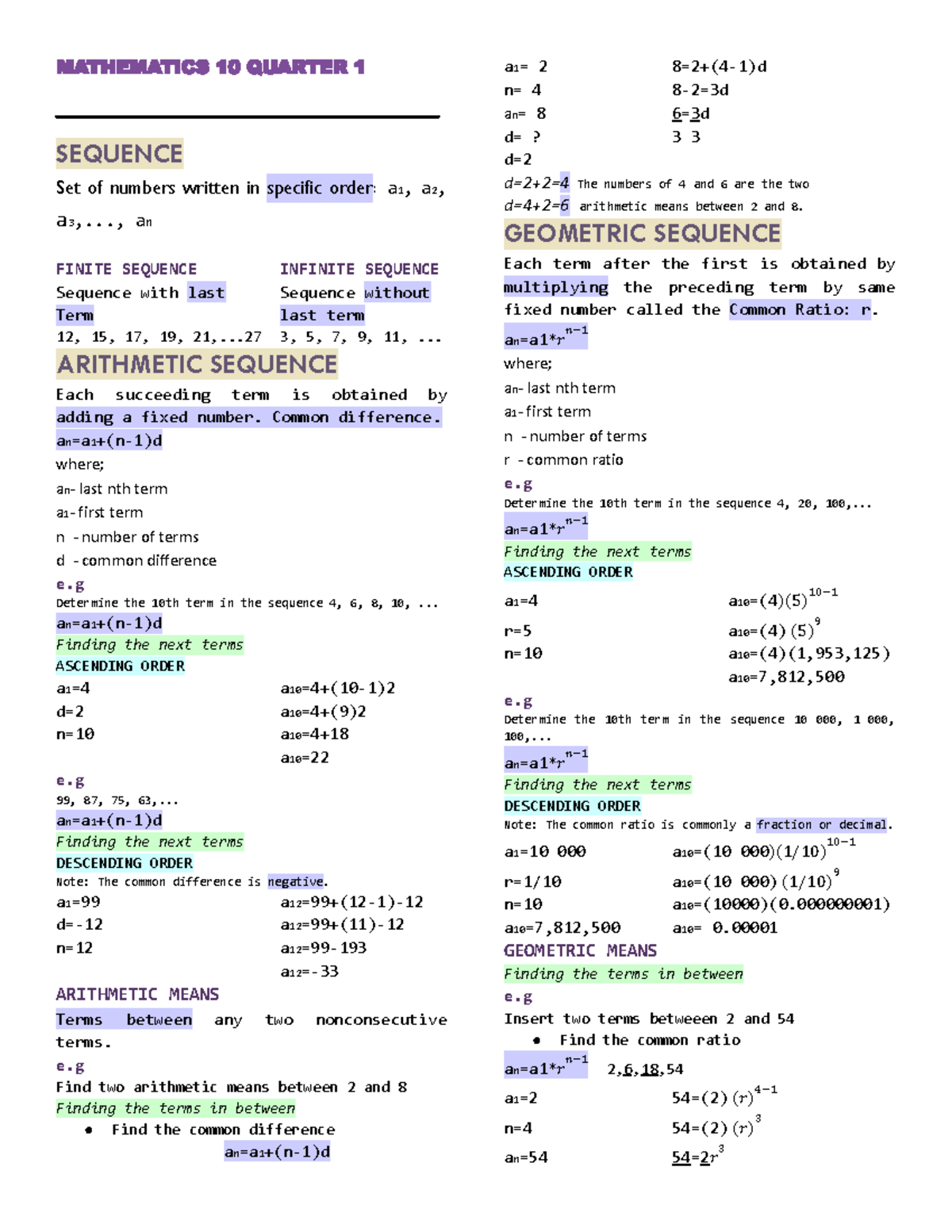 Mathematics 10 Quarter 1 - MATHEMATICS 10 QUARTER 1