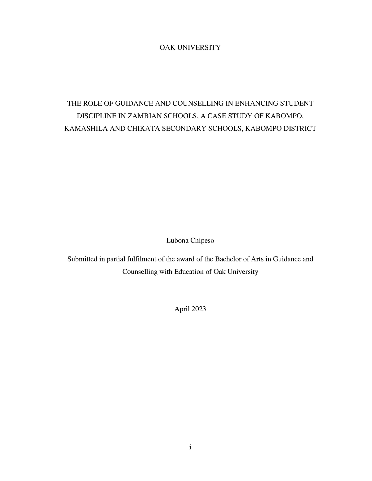 dissertation guidance and counselling