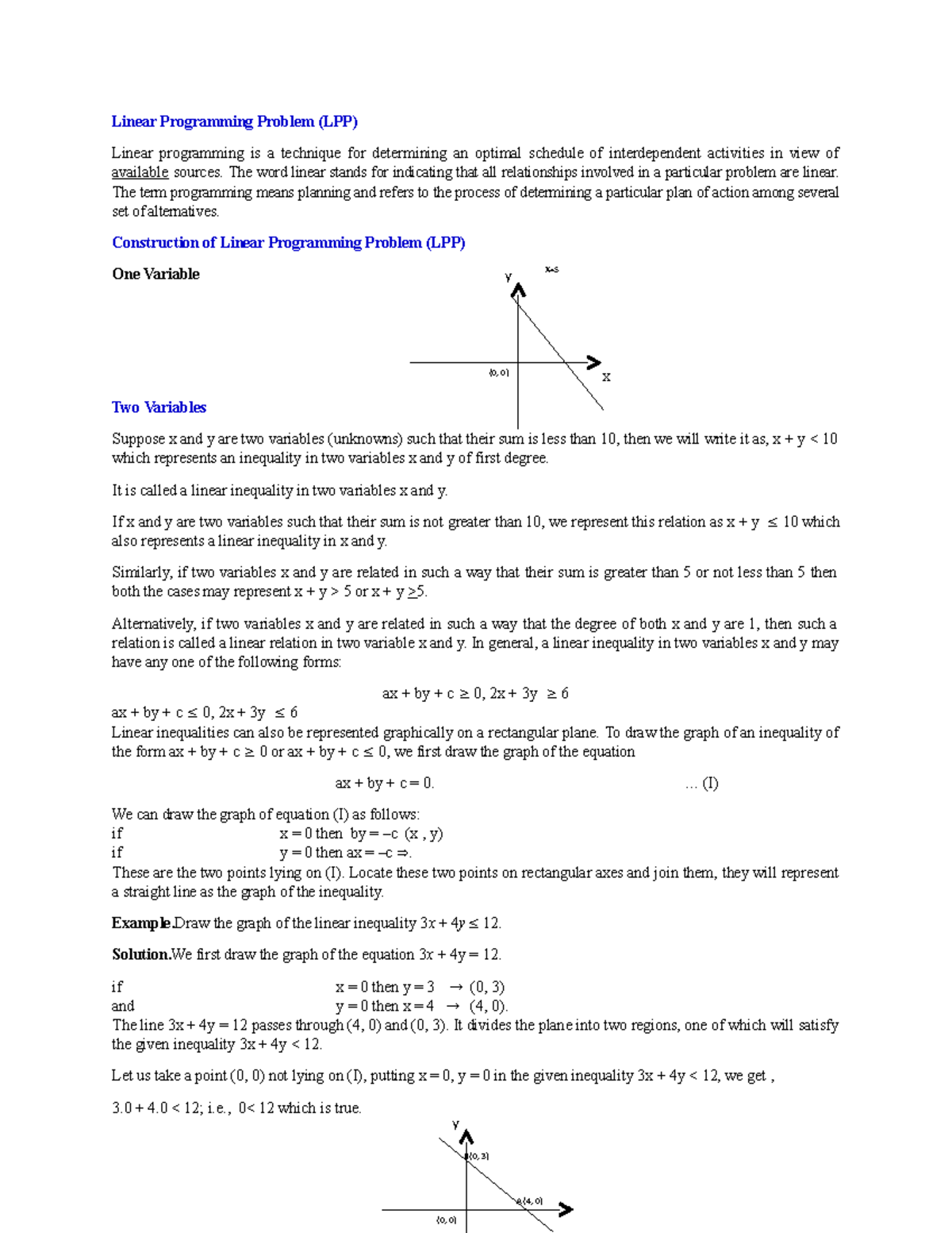 LPP - Official - (0, 0) y X= B(0, 3) (0, 0) A (4, 0) x y Linear ...