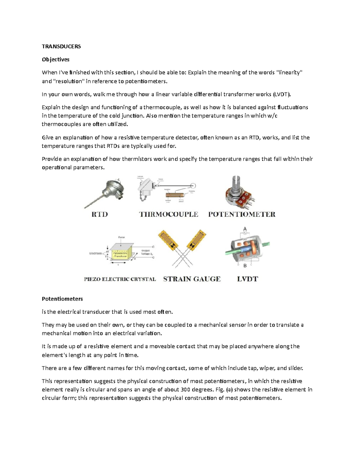 Transducers TRANSDUCERS Objectives When I've finished with this