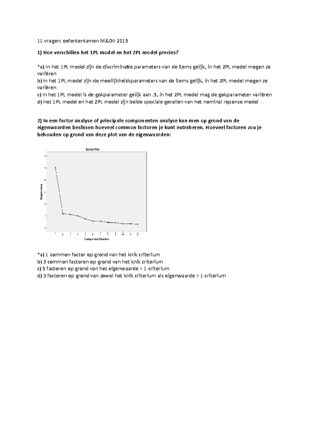 Proef/oefen Tentamen 2015, Vragen En Antwoorden - 11 Vragen ...