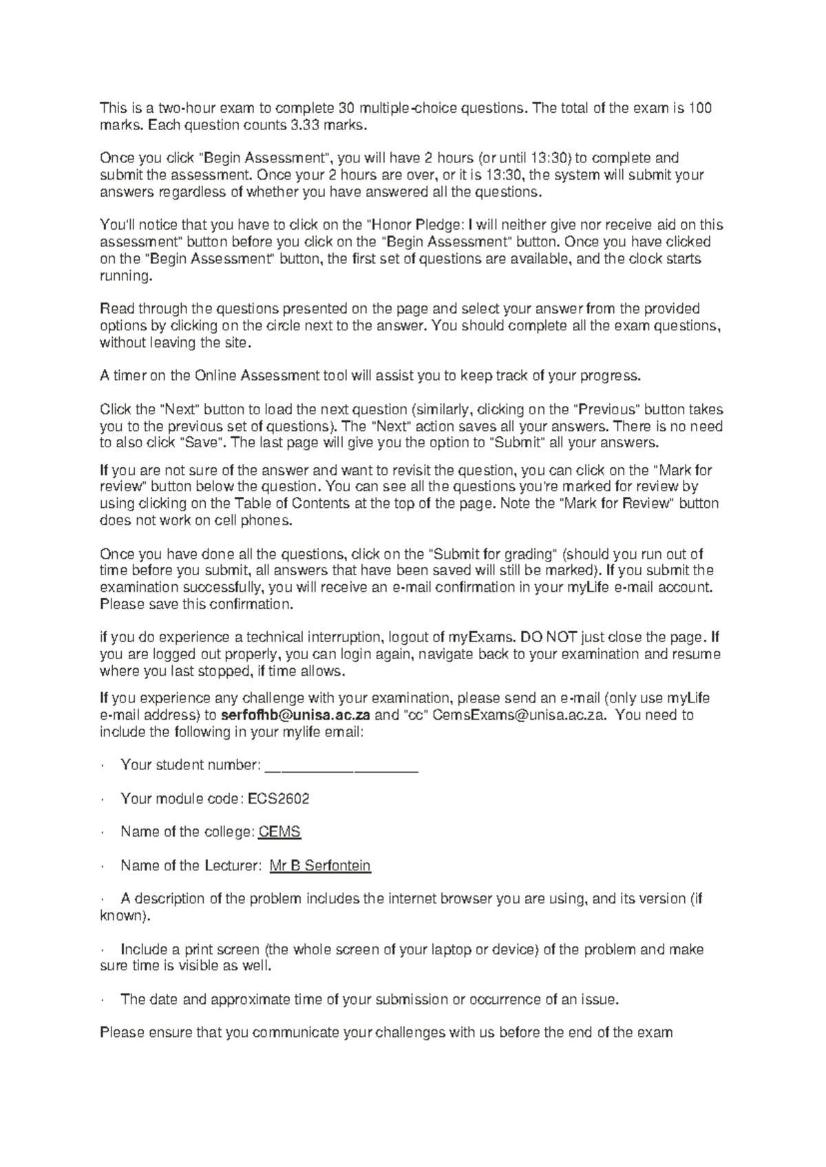 ECS2602 - June-July 2021 - ECP - This is a two-hour exam to complete 30 ...