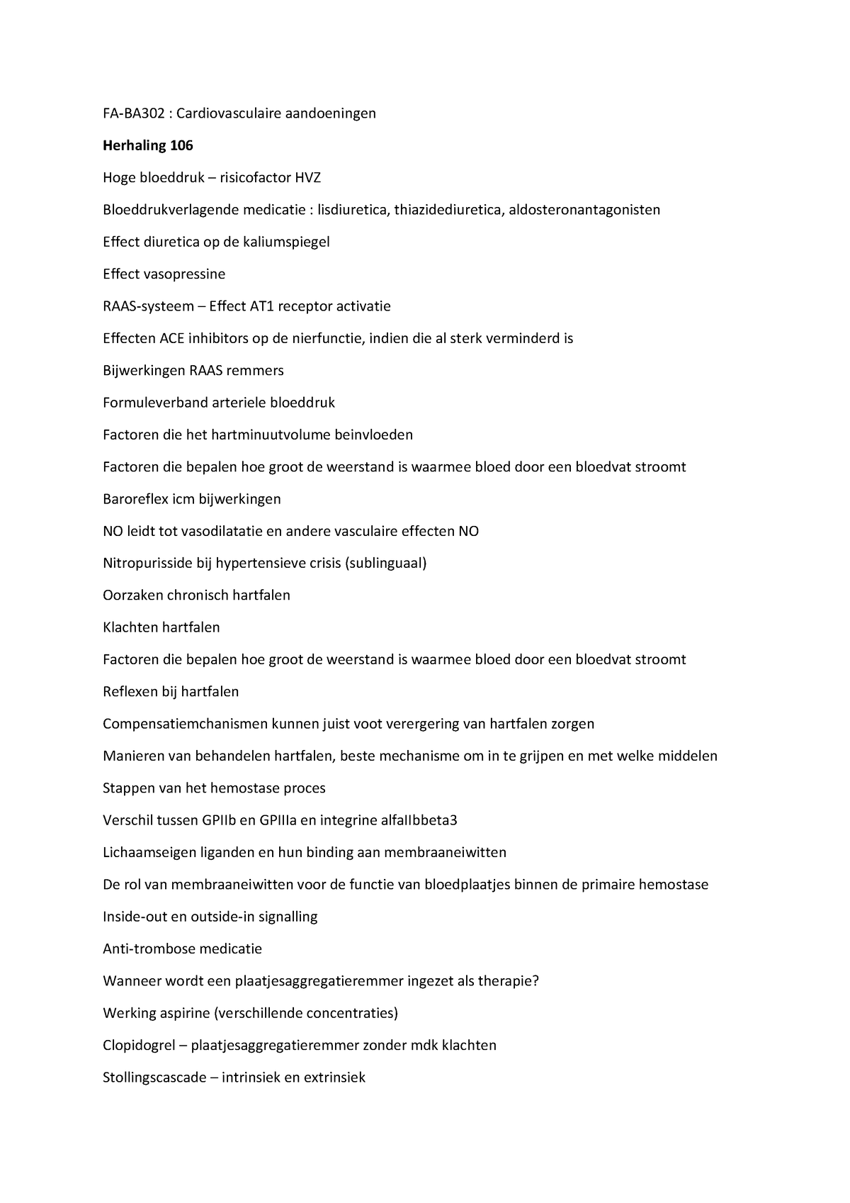 FA BA302 Studeersnel Premium - FA-BA302 : Cardiovasculaire Aandoeningen ...