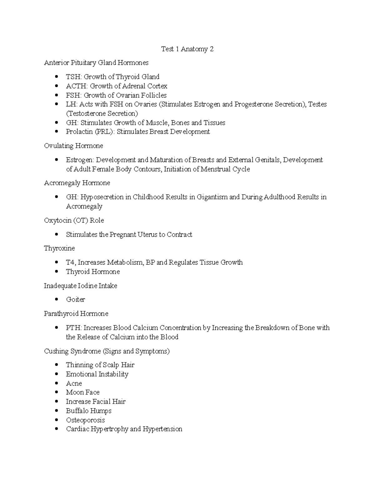 Test 1 Anatomy 2 exam focus PN109A Lincoln Tech Studocu