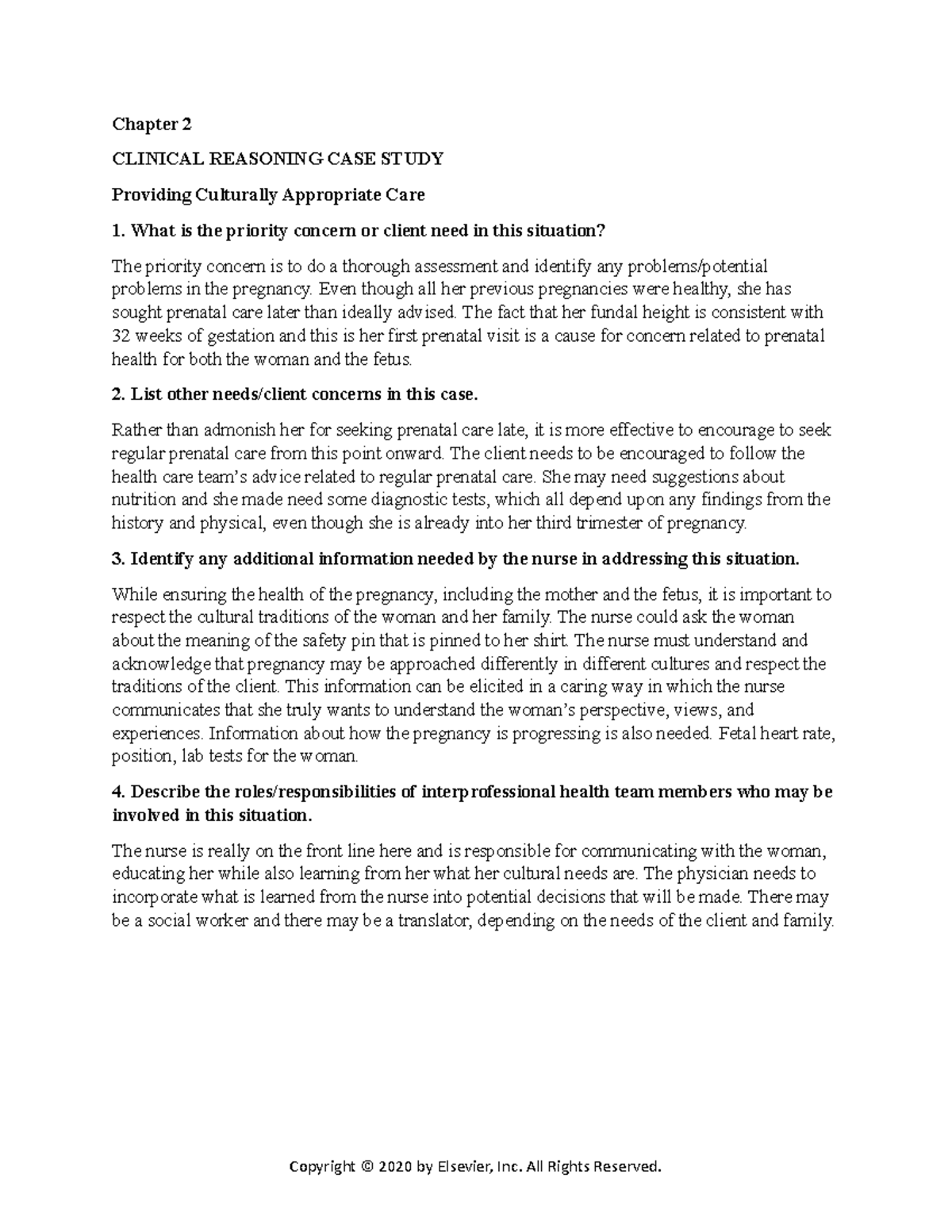 Chapter 002 - notes - Chapter 2 CLINICAL REASONING CASE STUDY Providing ...
