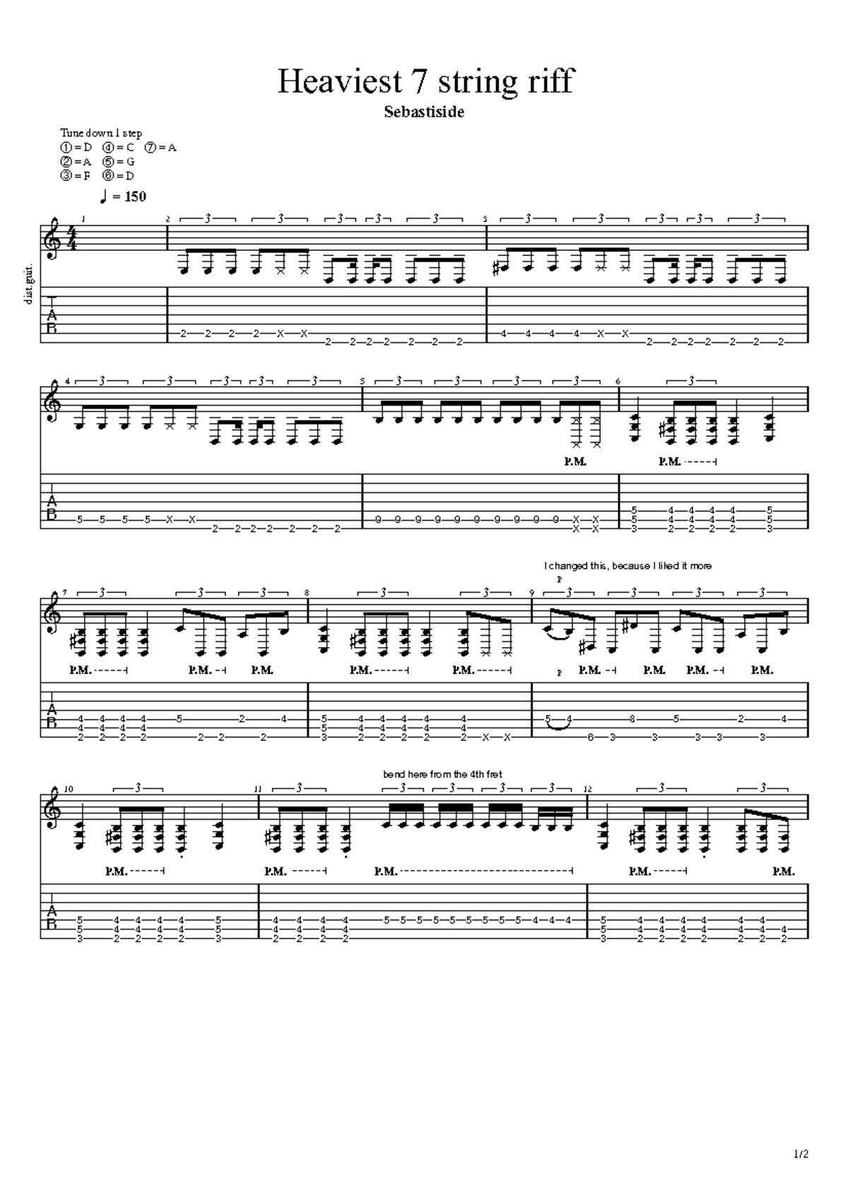 7string heavy - riffs - Heaviest 7 string riff Sebastiside Tune down 1 ...