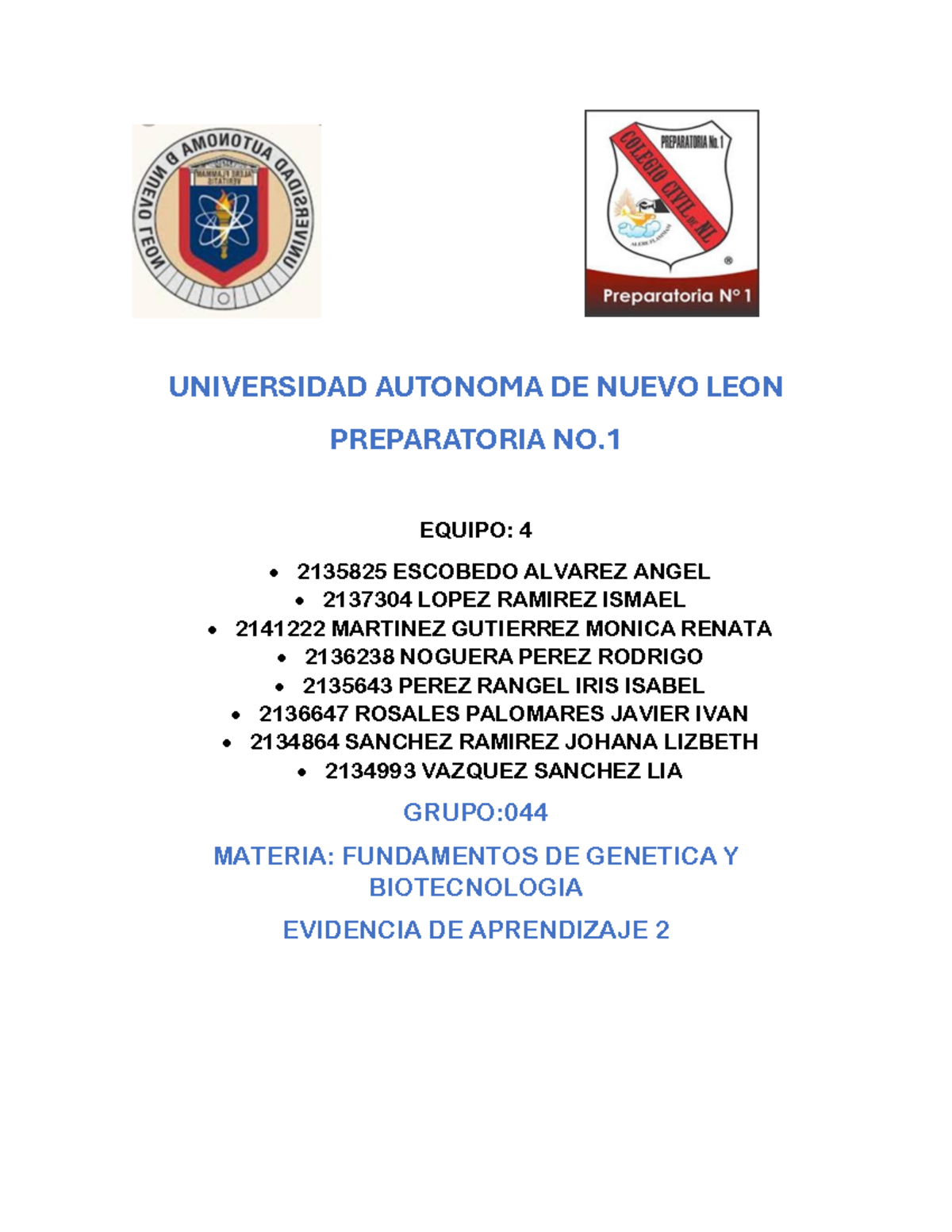 E4 EV2 FGy B - Tarea - UNIVERSIDAD AUTONOMA DE NUEVO LEON PREPARATORIA ...