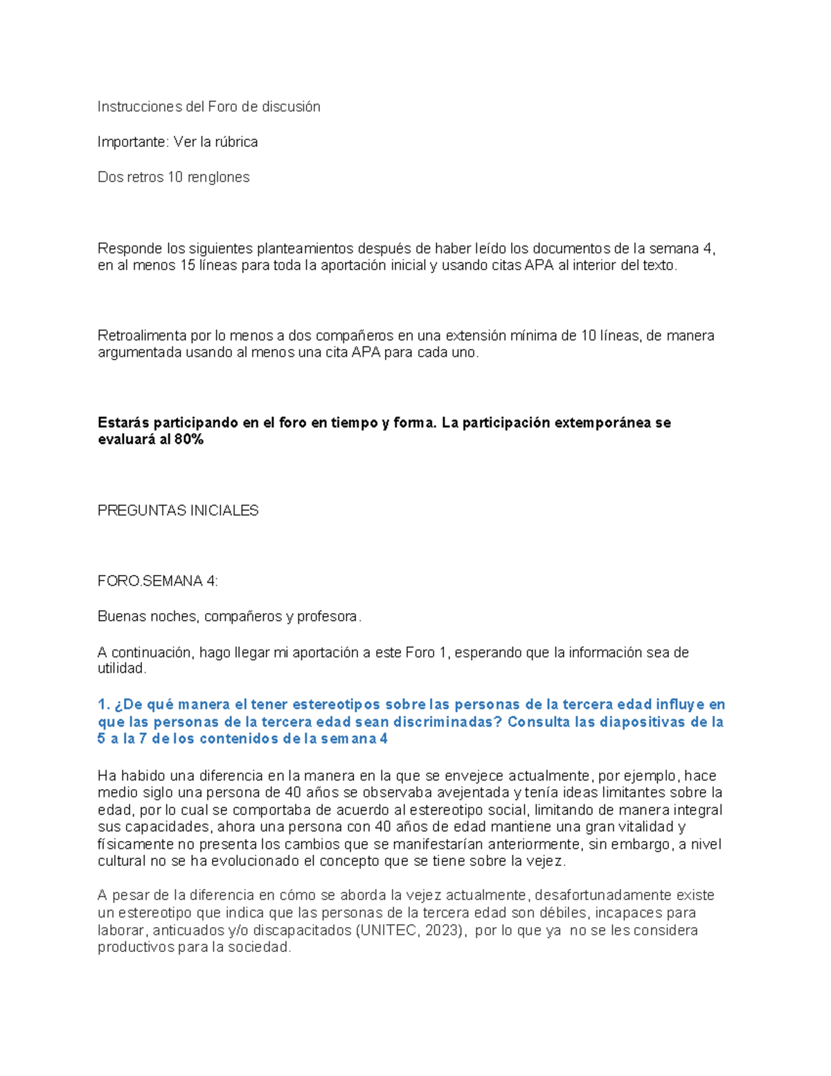 Foro 2 UP - Foro 2 - Instrucciones del Foro de discusión Importante ...