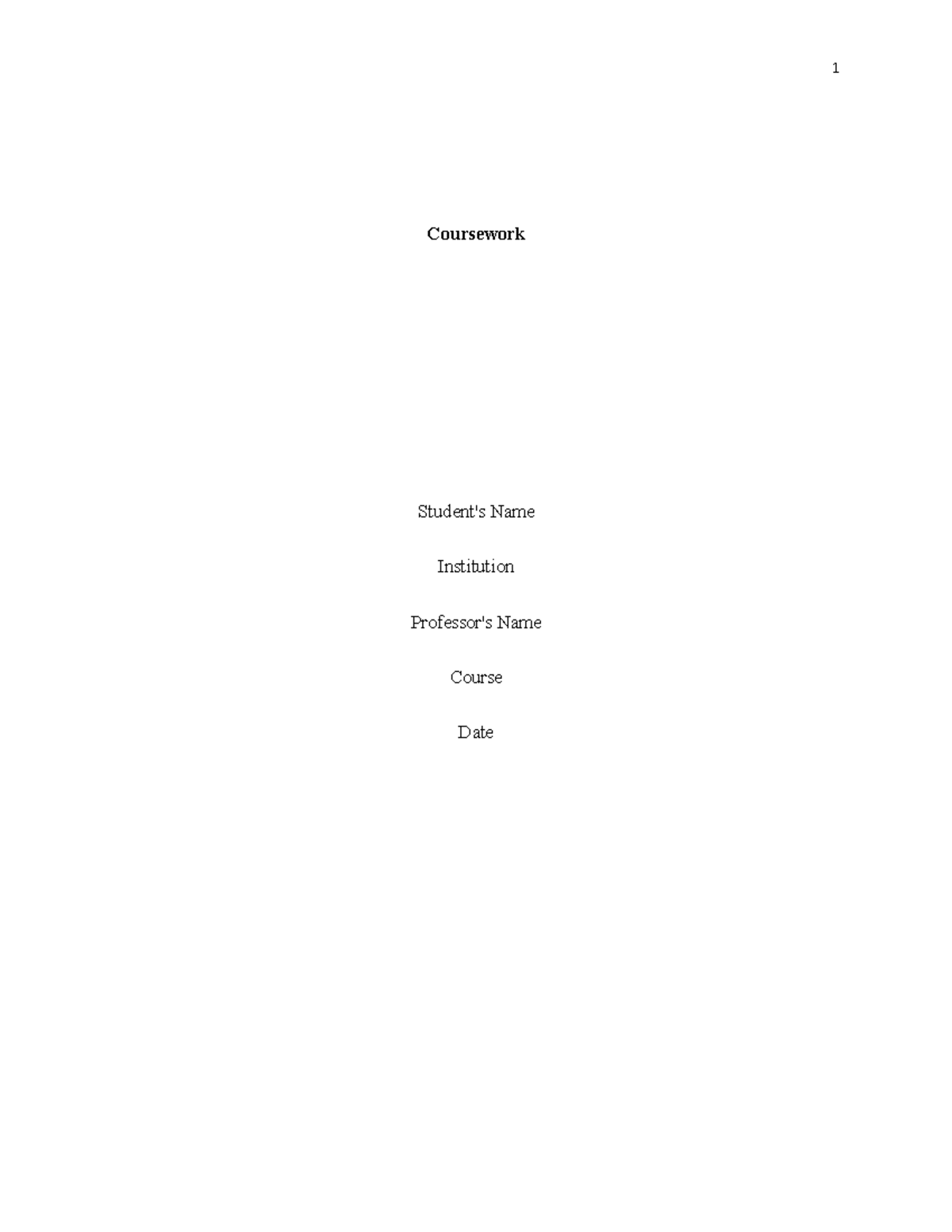 Coursework - consistent - Coursework Student's Name Institution ...