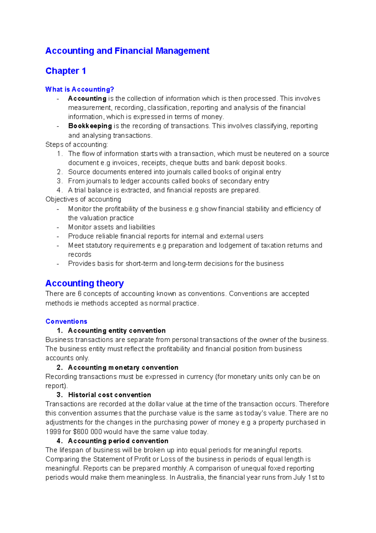 Accouting topic 1 - accounting notes - Accounting and Financial ...