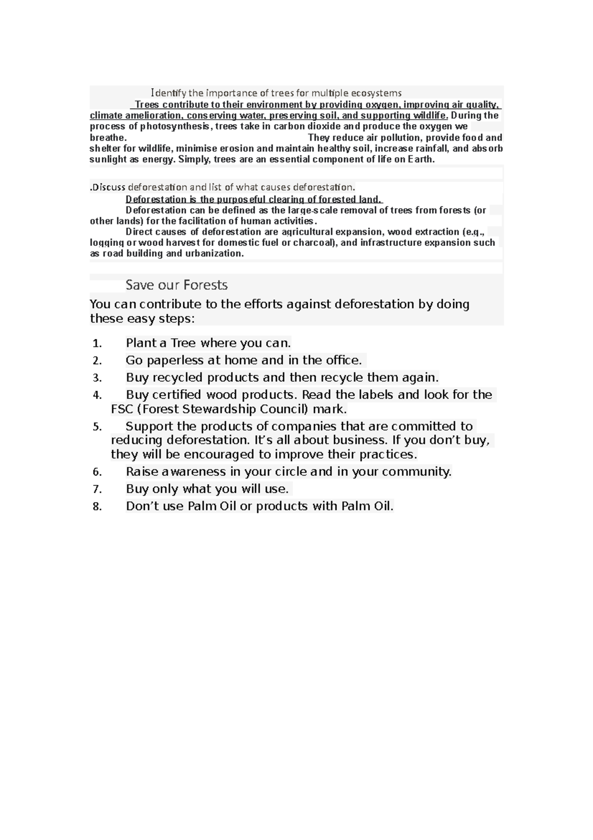 Demo teaching lesson - idk - Identify the importance of trees for ...