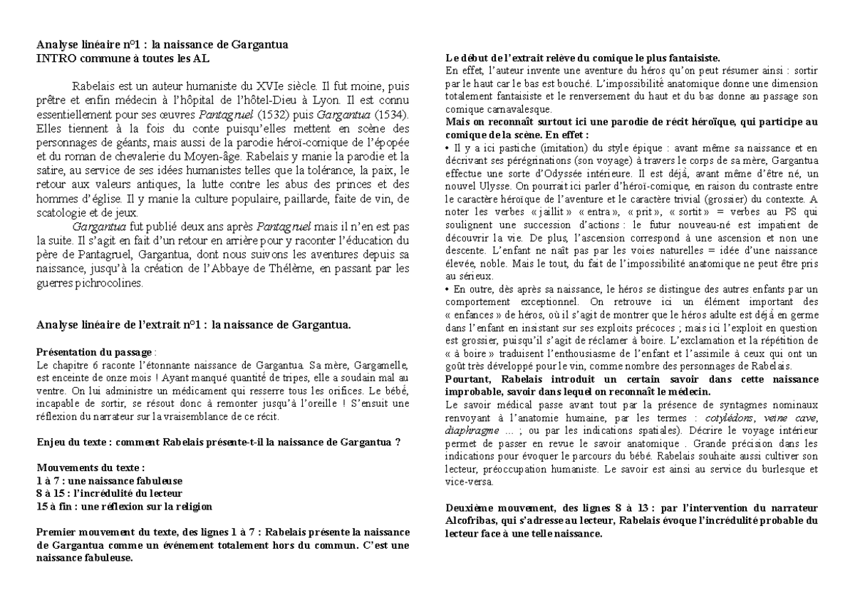 Analyse linéaire 1 - livre pour bac de Français - Analyse linéaire n°1